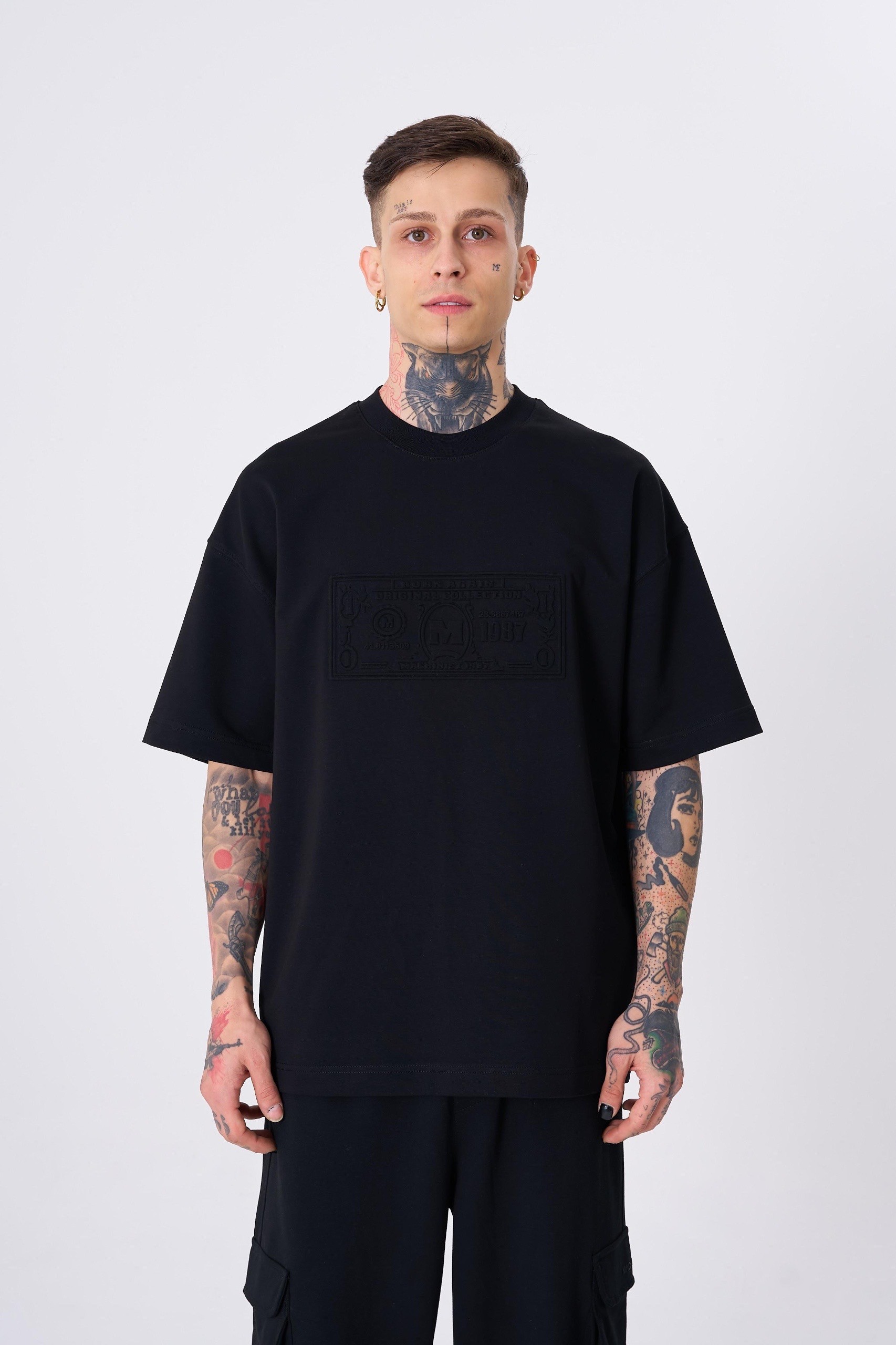 Dolar Printed Oversize T-Shirt - Siyah