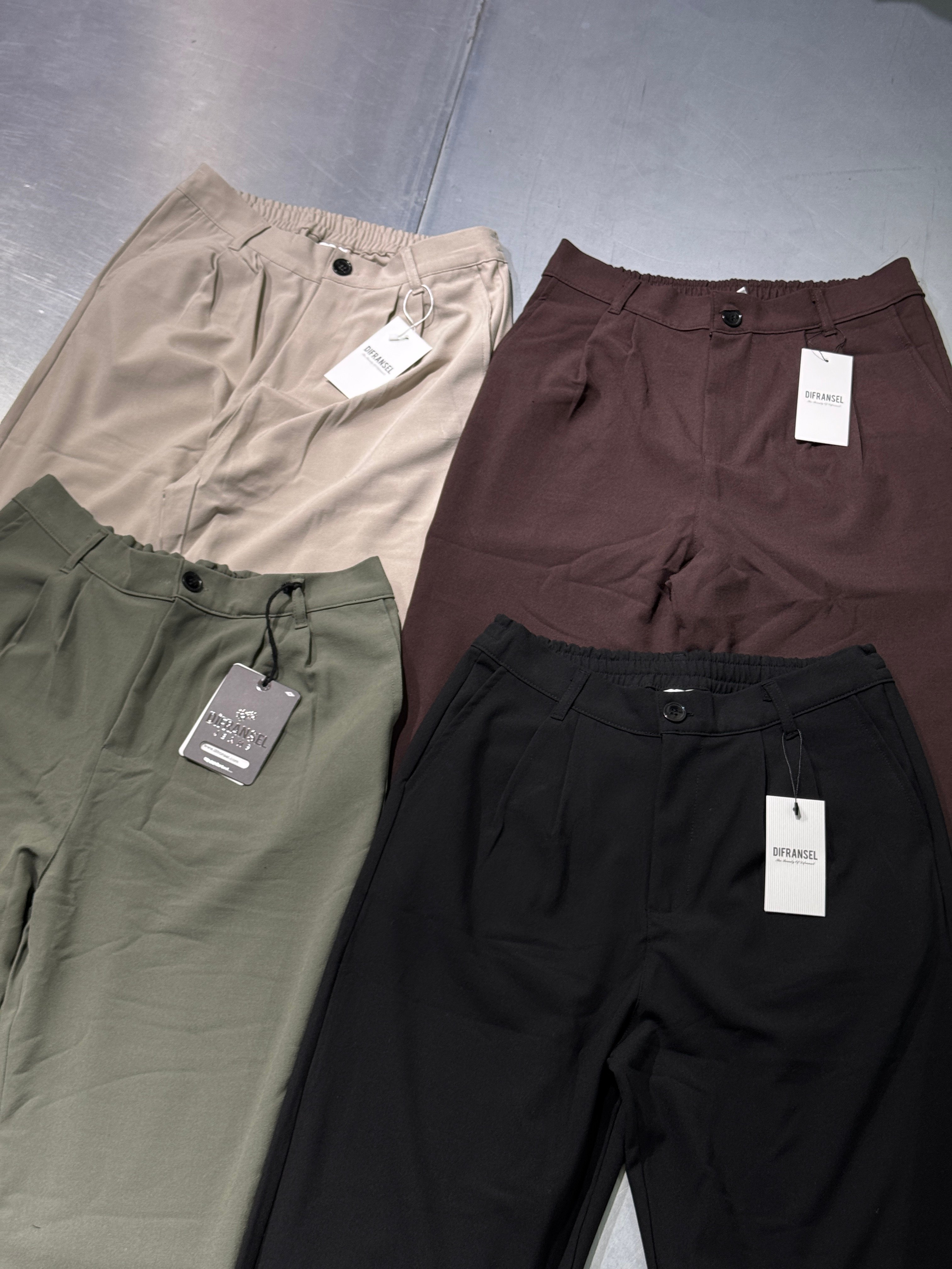 Basic Loose Fit Kumaş Pantolon - Bej