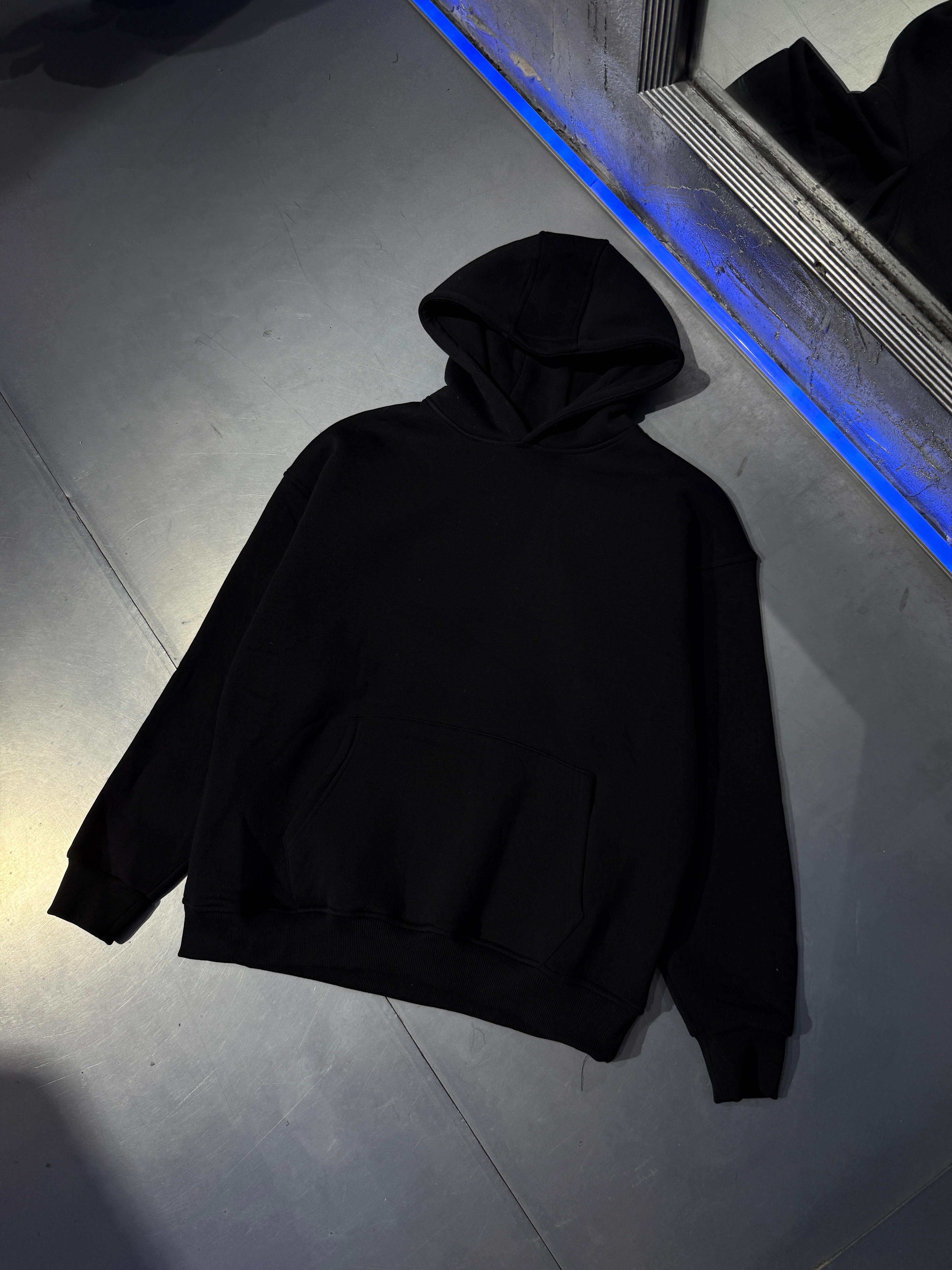 Basic Şardonlu Oversize Hoodie
