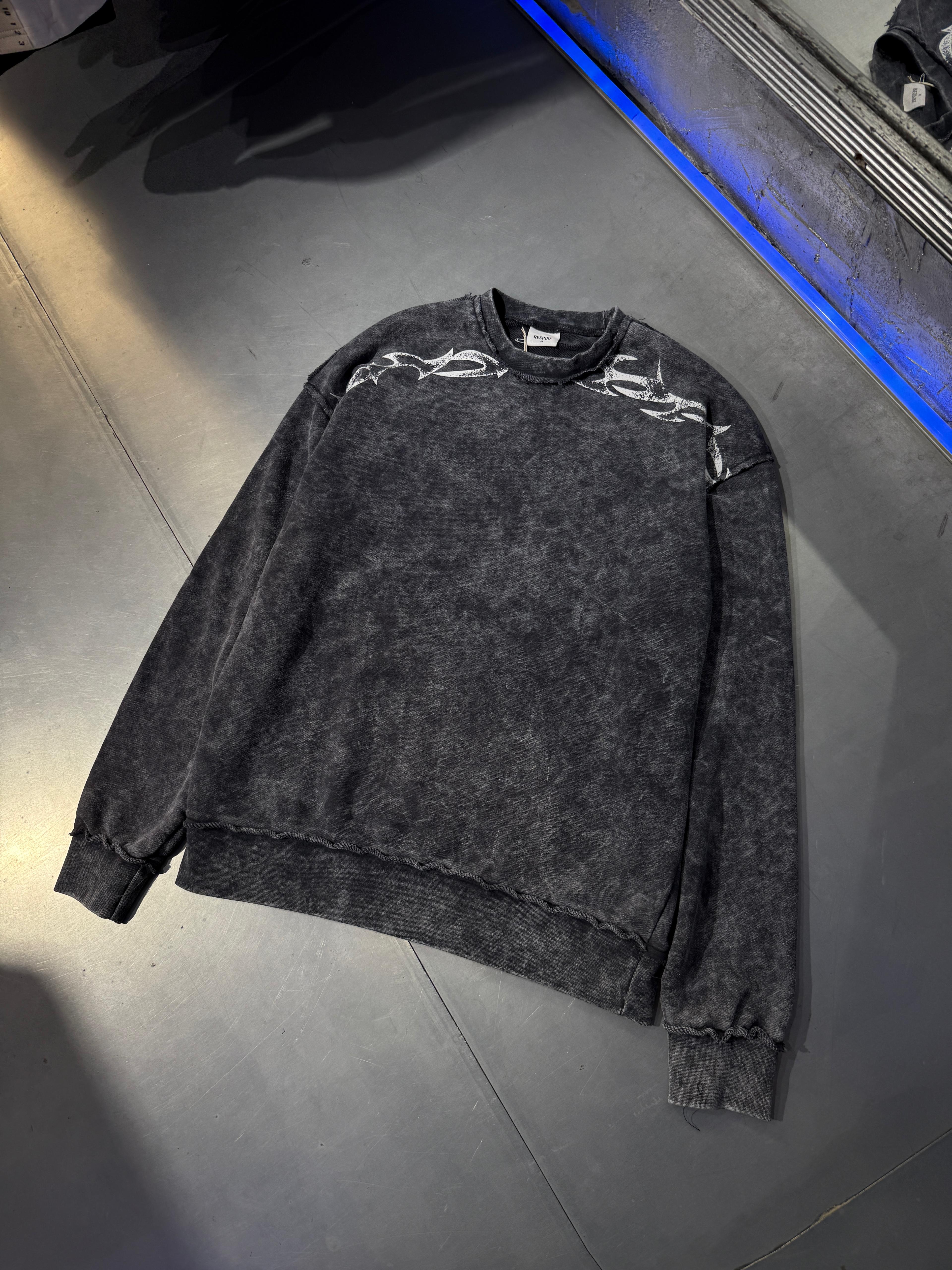 Acid Wash Oversize Barbed Sweatshirt 
