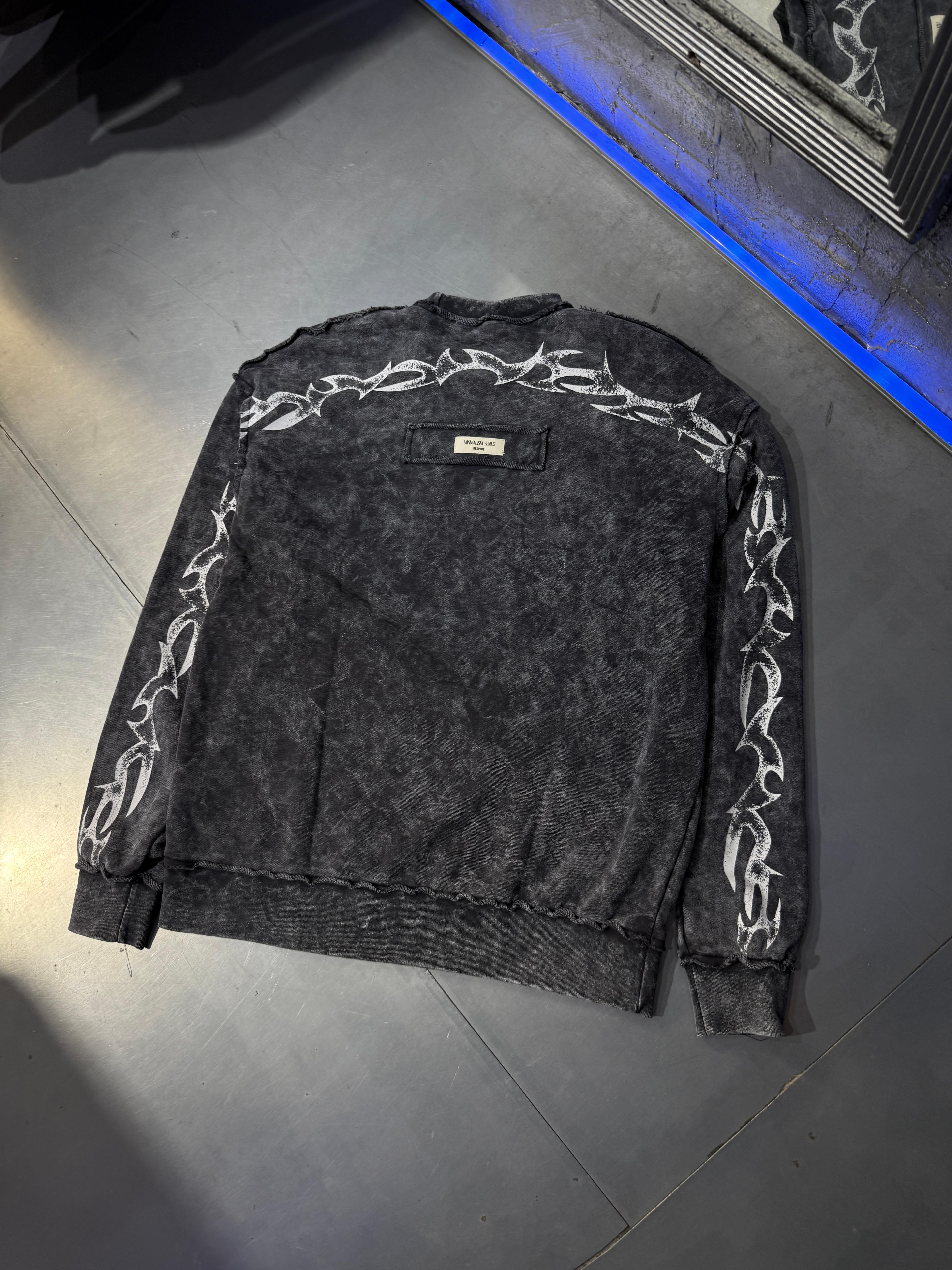 Acid Wash Oversize Barbed Sweatshirt 