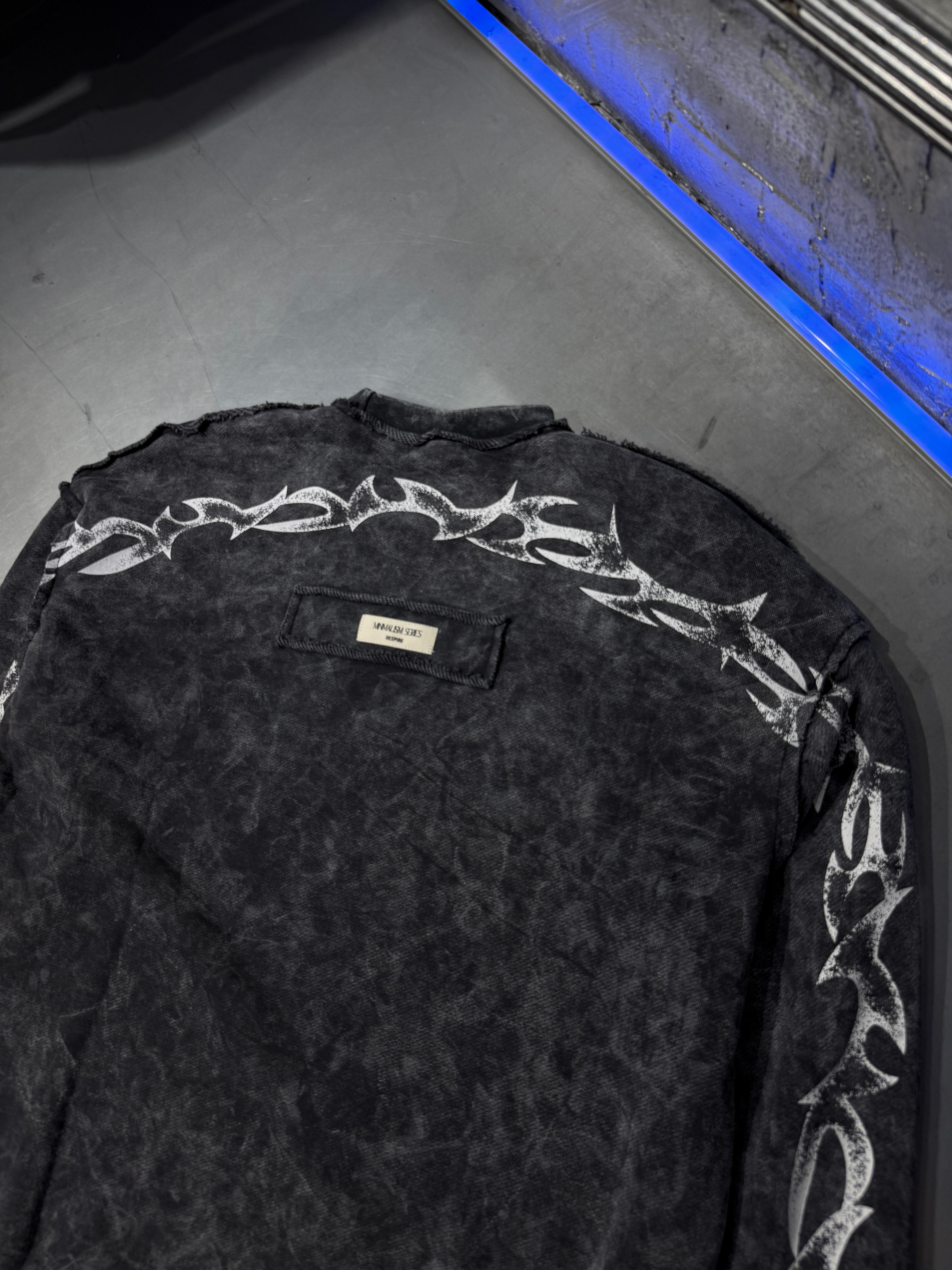 Acid Wash Oversize Barbed Sweatshirt 