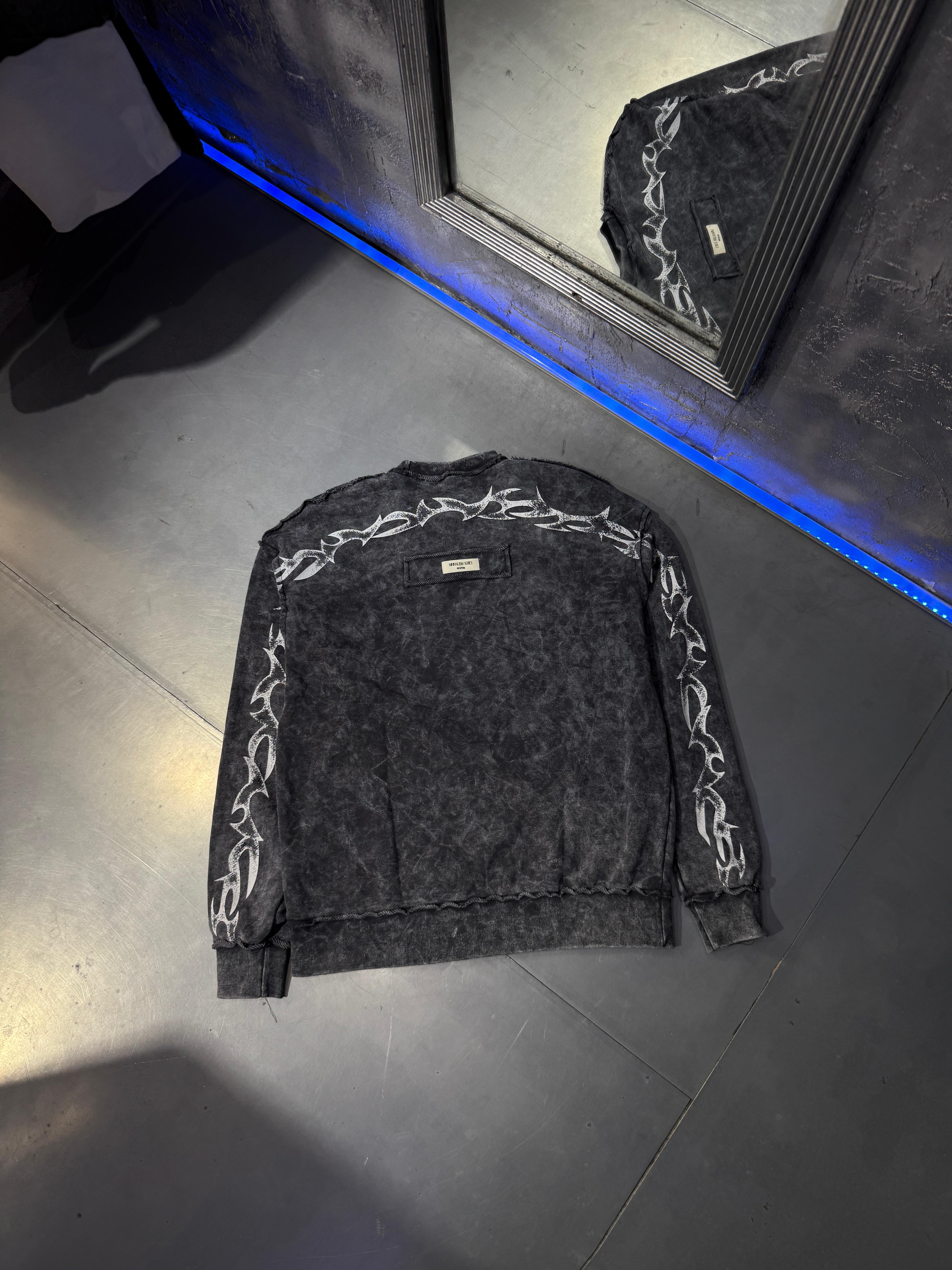Acid Wash Oversize Barbed Sweatshirt 
