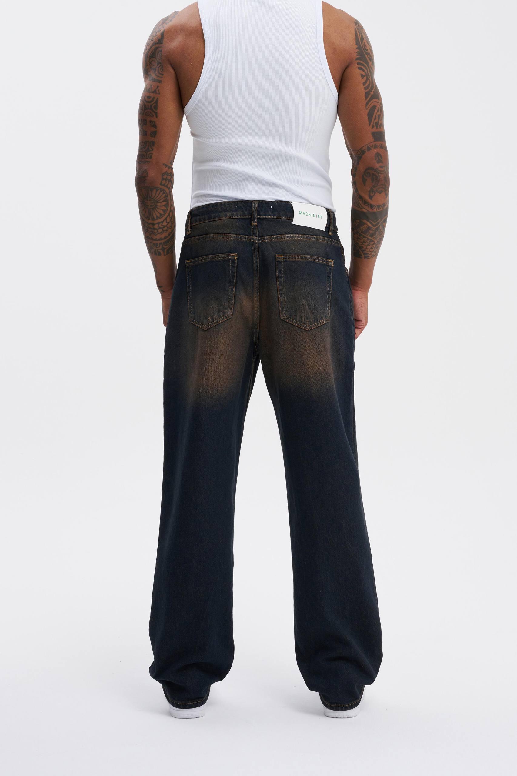 Eskitme Desenli Baggy Pantolon