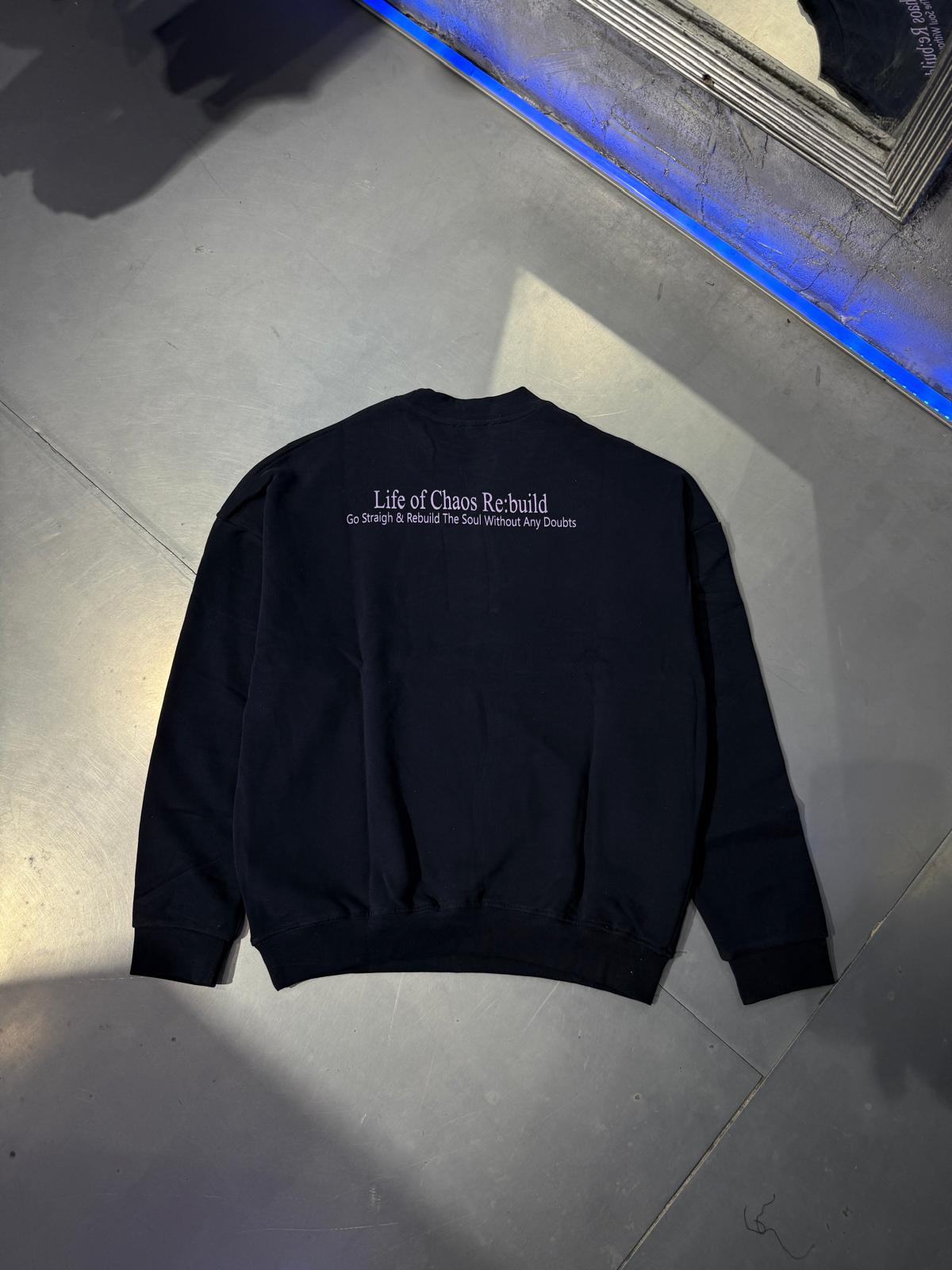Life Of Chaos Baskılı Oversize Sweatshirt