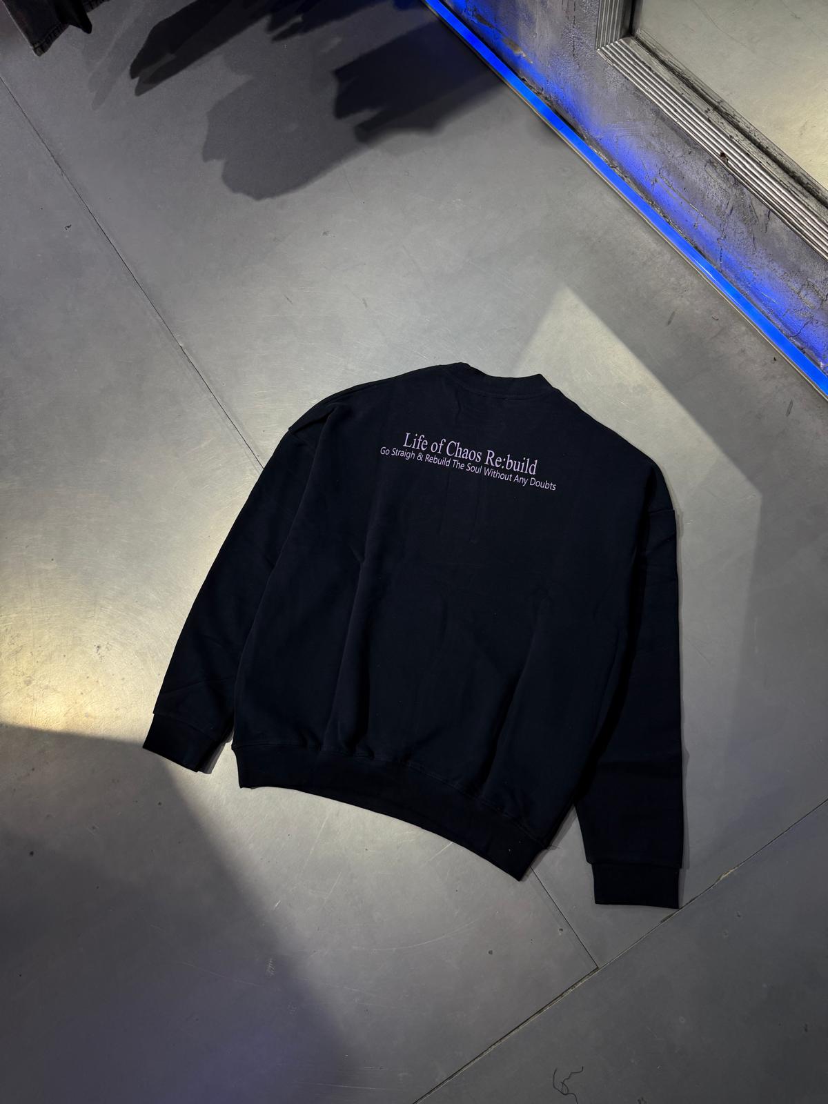 Life Of Chaos Baskılı Oversize Sweatshirt
