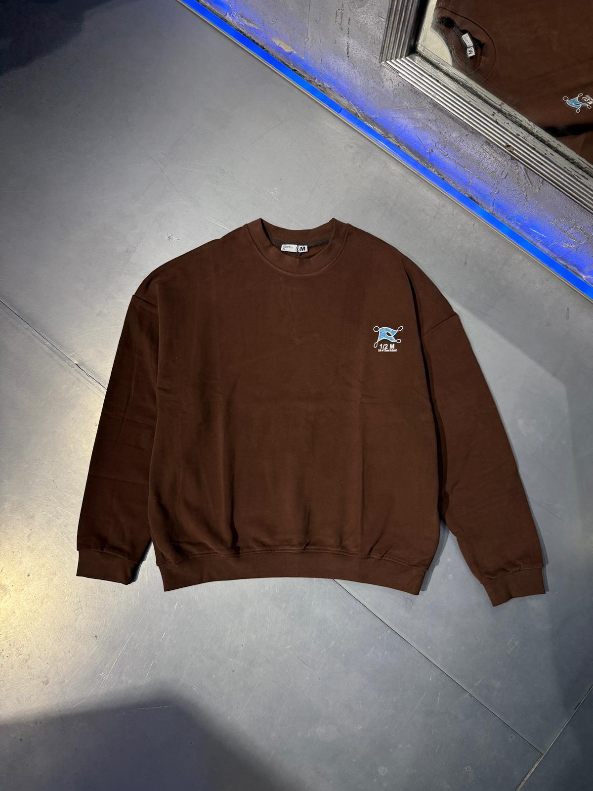 Life Of Chaos Baskılı Oversize Sweatshirt - Kahverengi