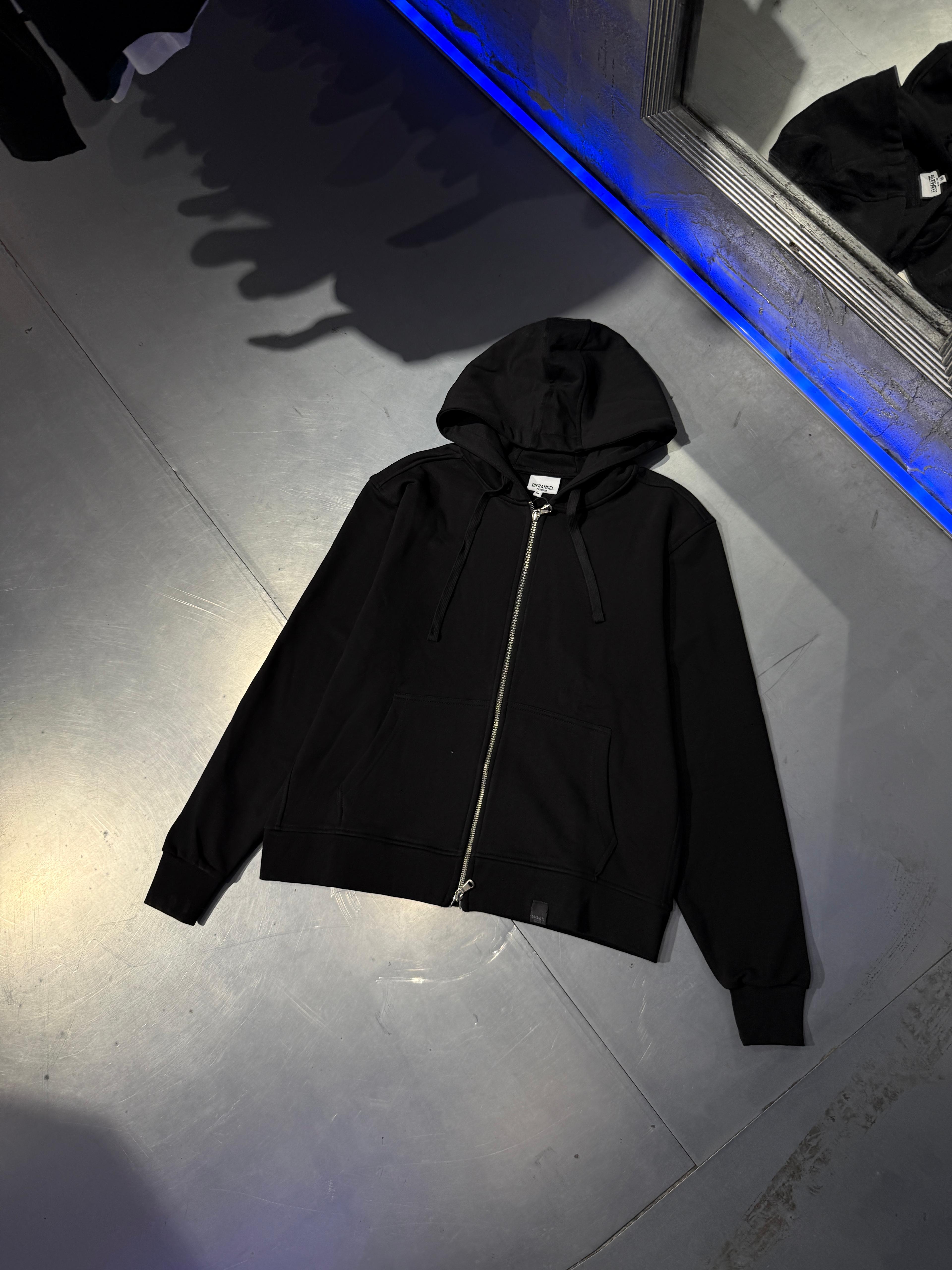 Basic Zip  Hoodie 3 İplik Diagonel Kumaş