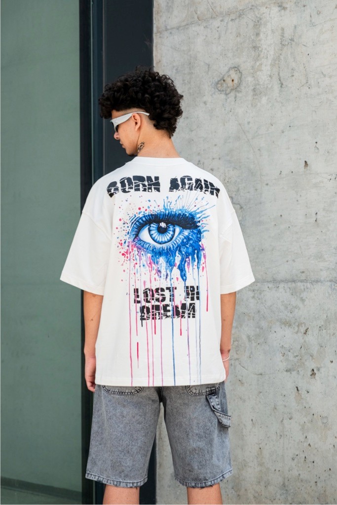 Lost In Dream Oversize T-Shirt - Beyaz