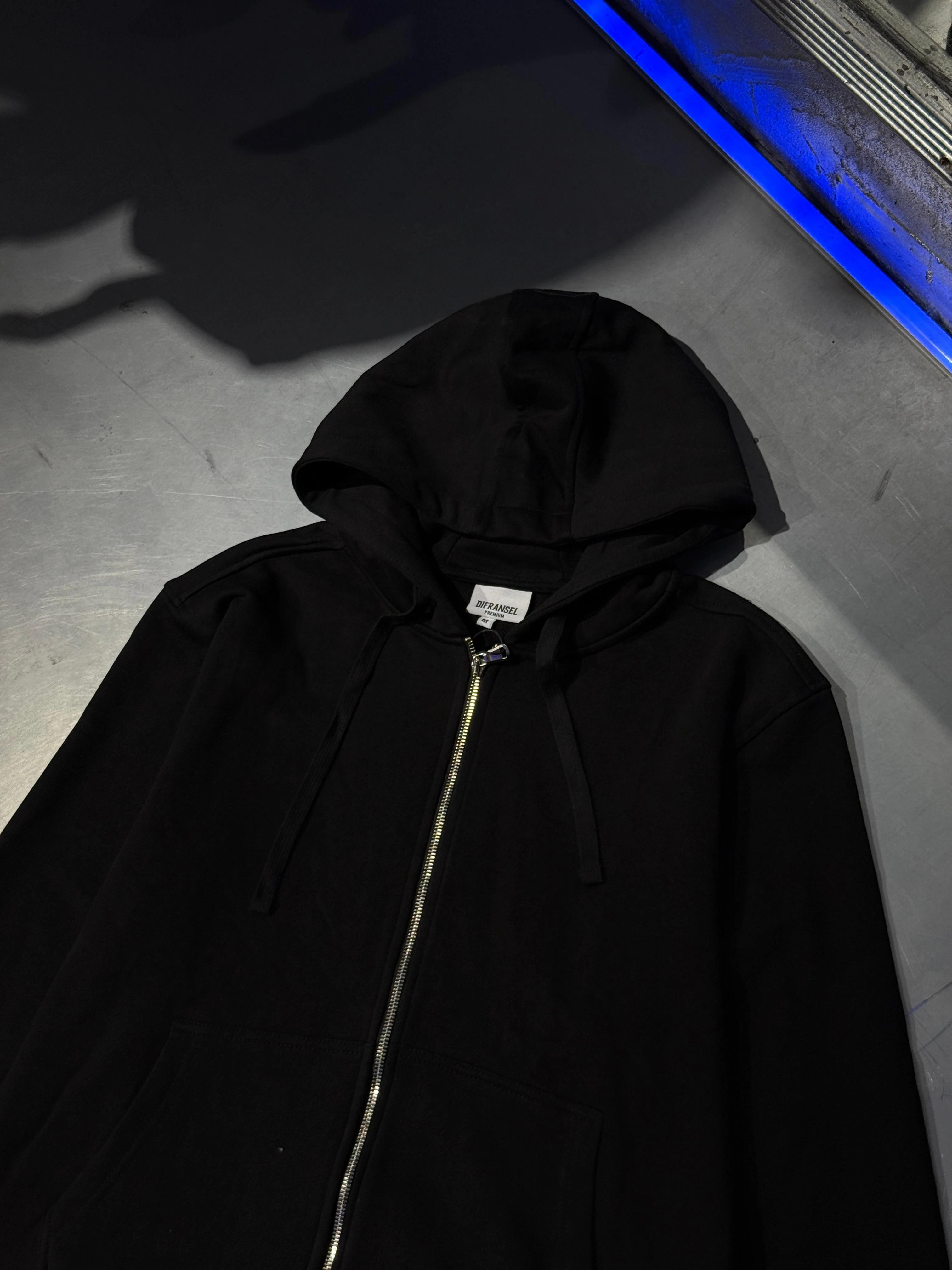 Basic Zip  Hoodie 3 İplik Diagonel Kumaş