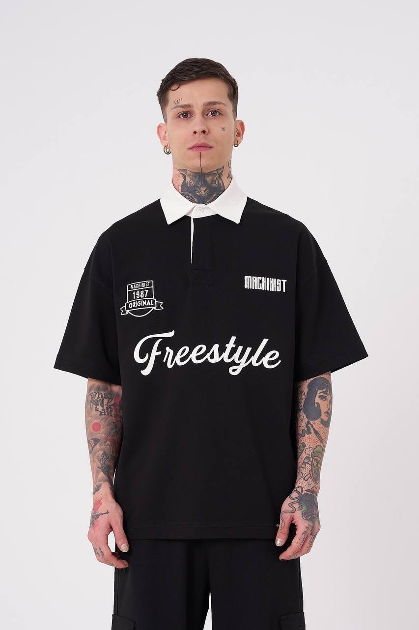 Freestyle Polo Oversize T-Shirt - Siyah