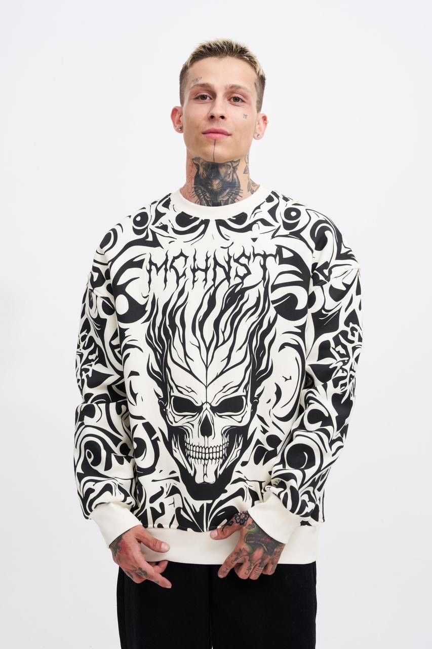 Ethnical Skull Sweatshirt - Ekru