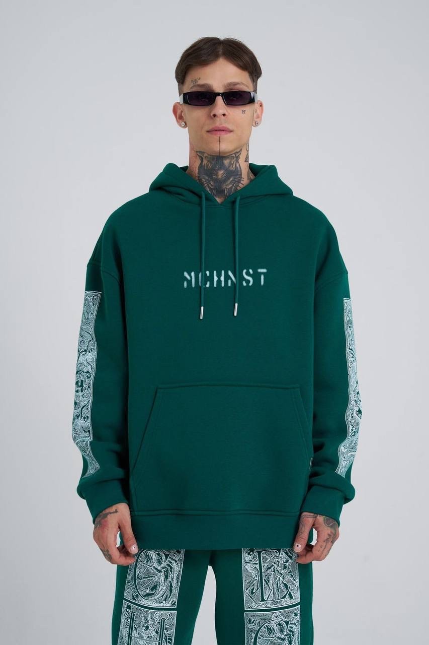 Mchnst Secret Şardonlu Hoodie - Petrol Yeşili