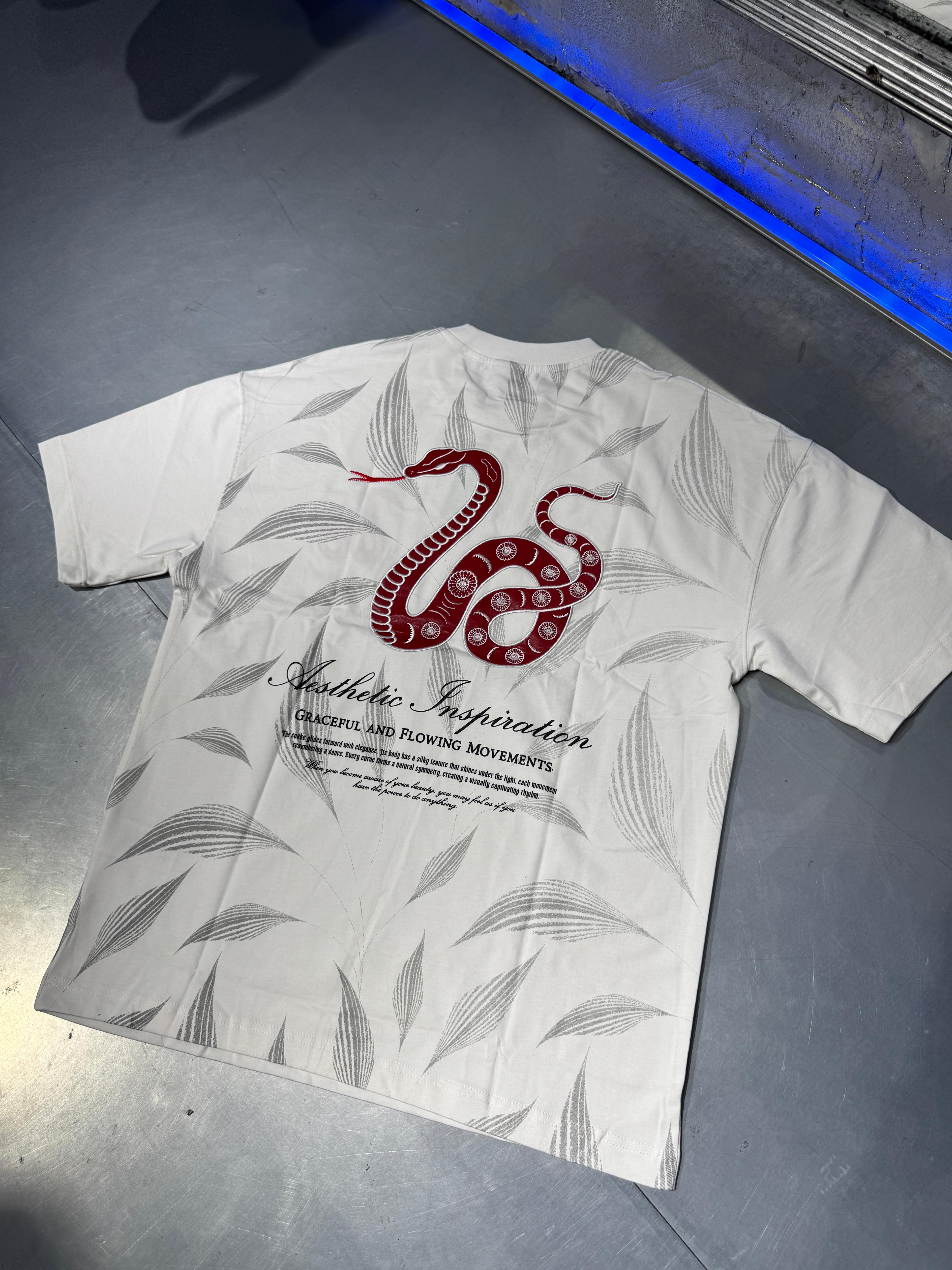 Snake Aplique Embroidered Oversize T-Shirt