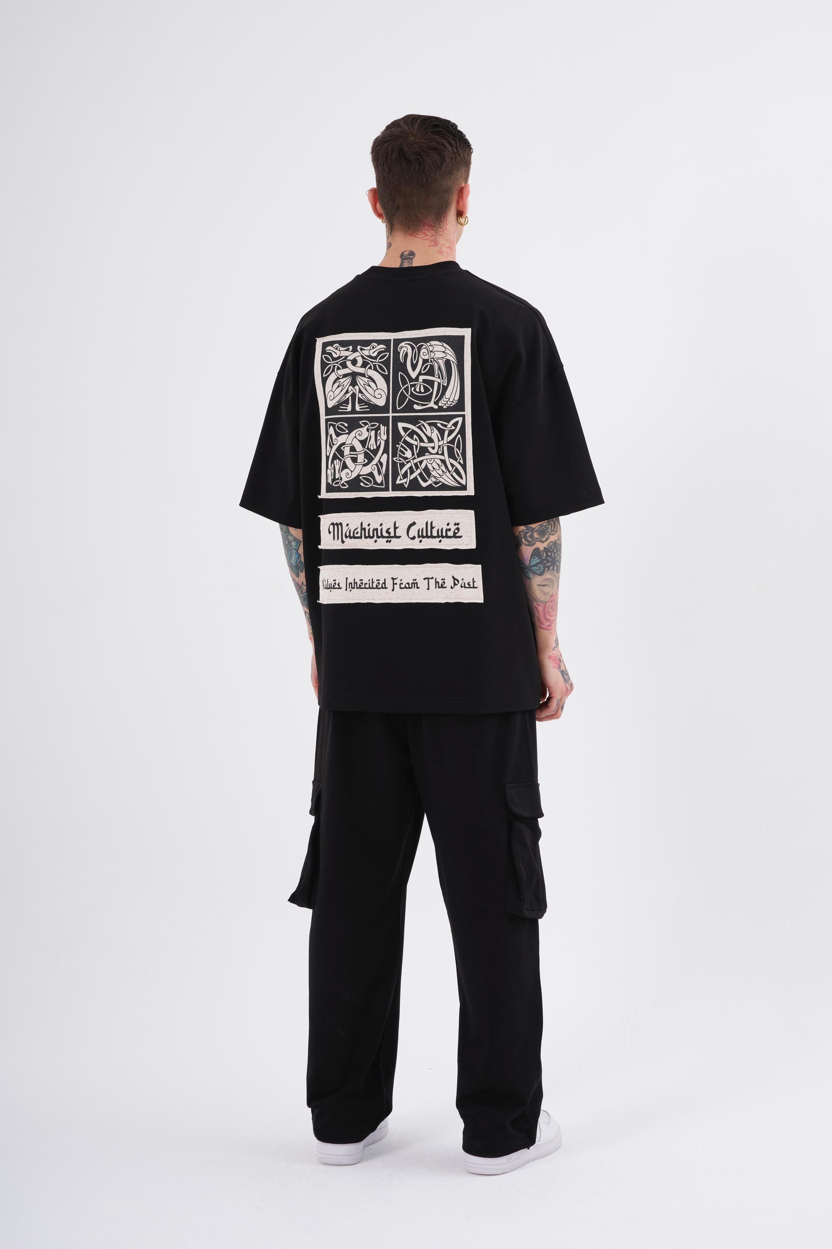 Ethnic Print and Applique Oversize T-Shirt