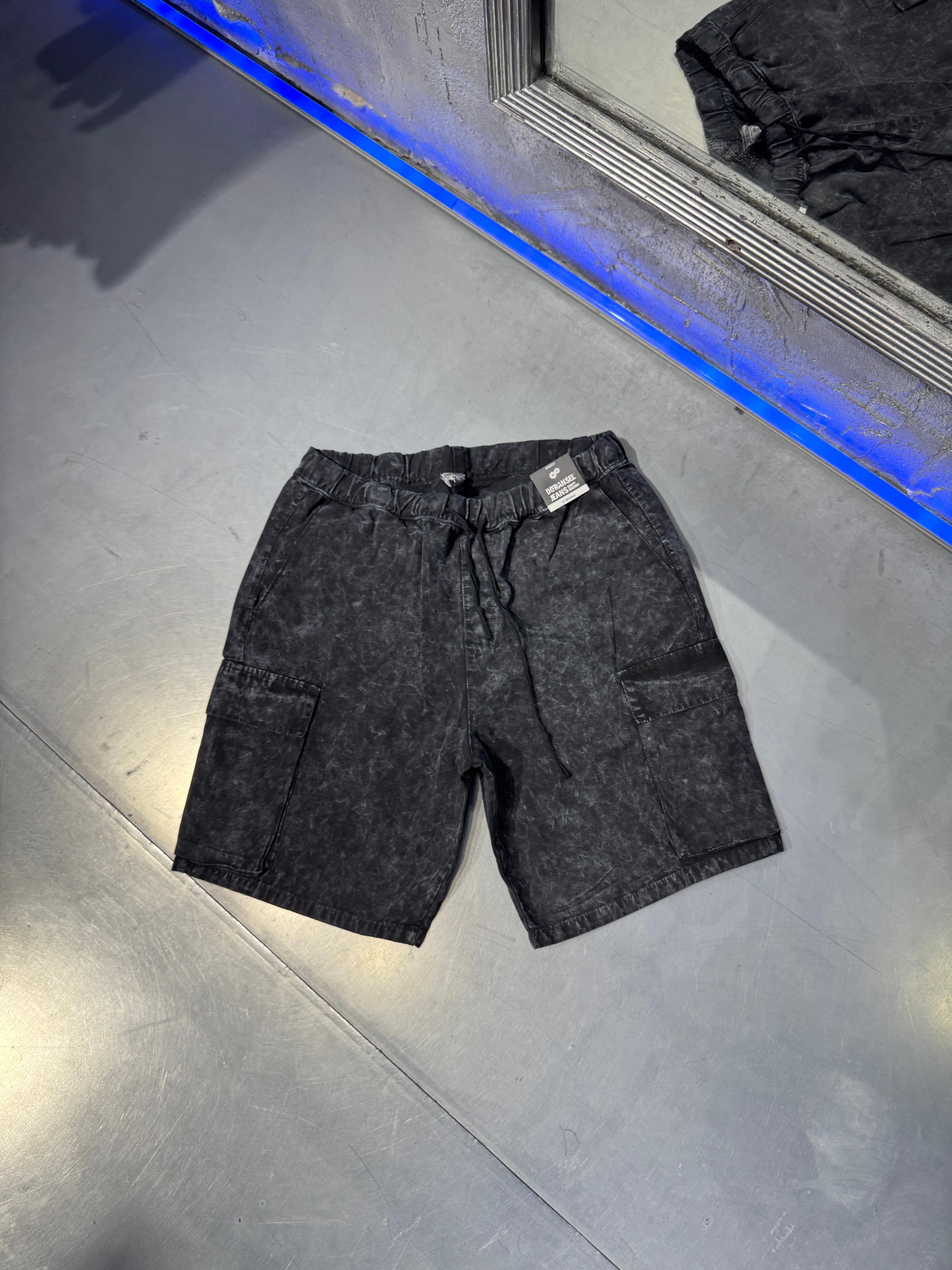 Relaxed Fit Acid Wash Kargo Şort