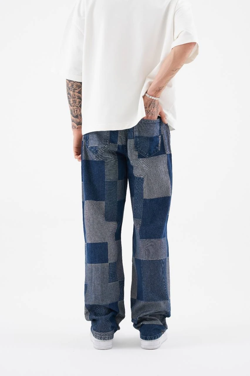 Pieced Patterned Baggy Jean