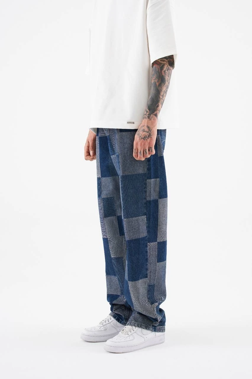 Pieced Patterned Baggy Jean