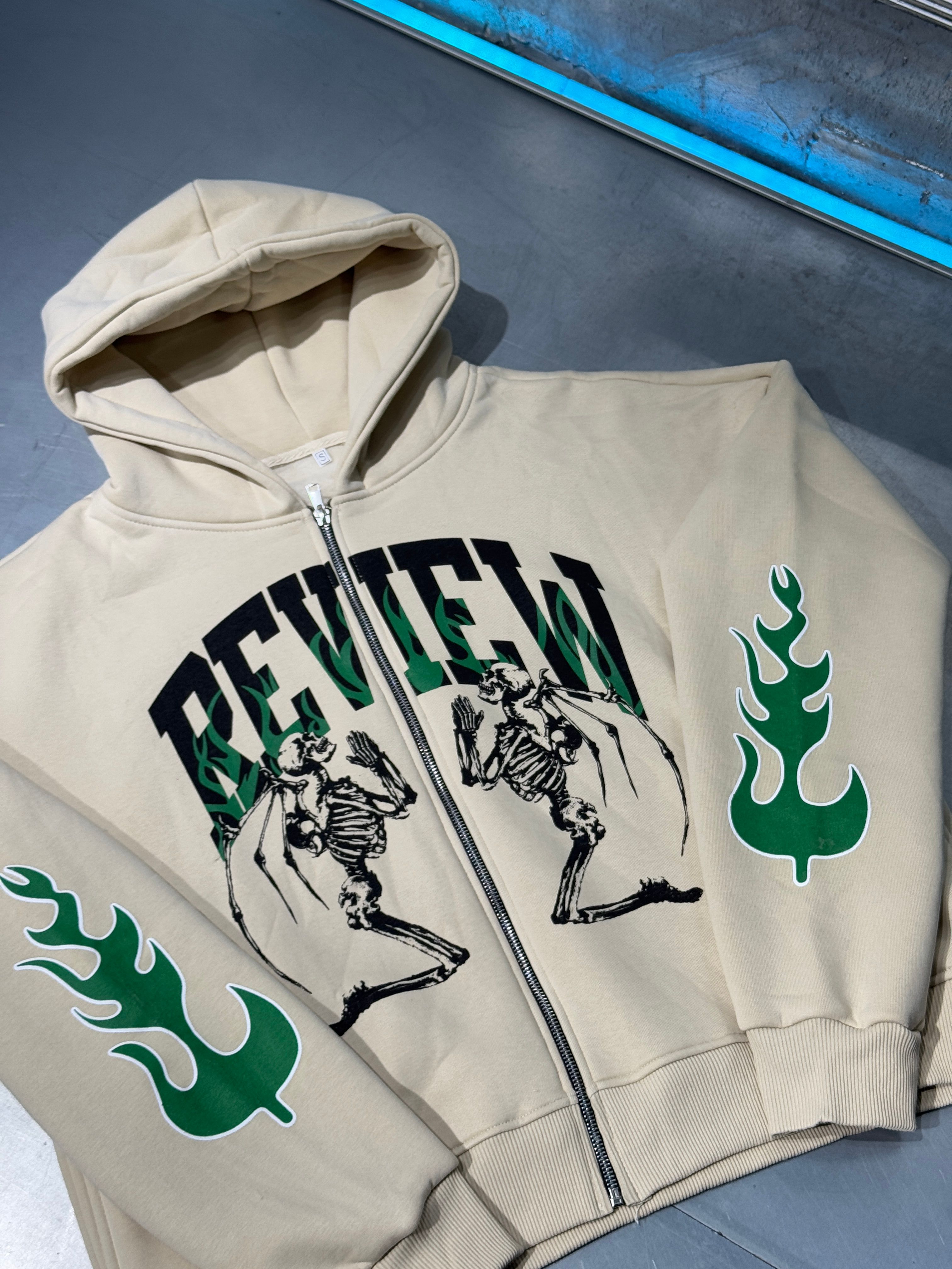 Review Skeleton Fermuarlı Zip Hoodie