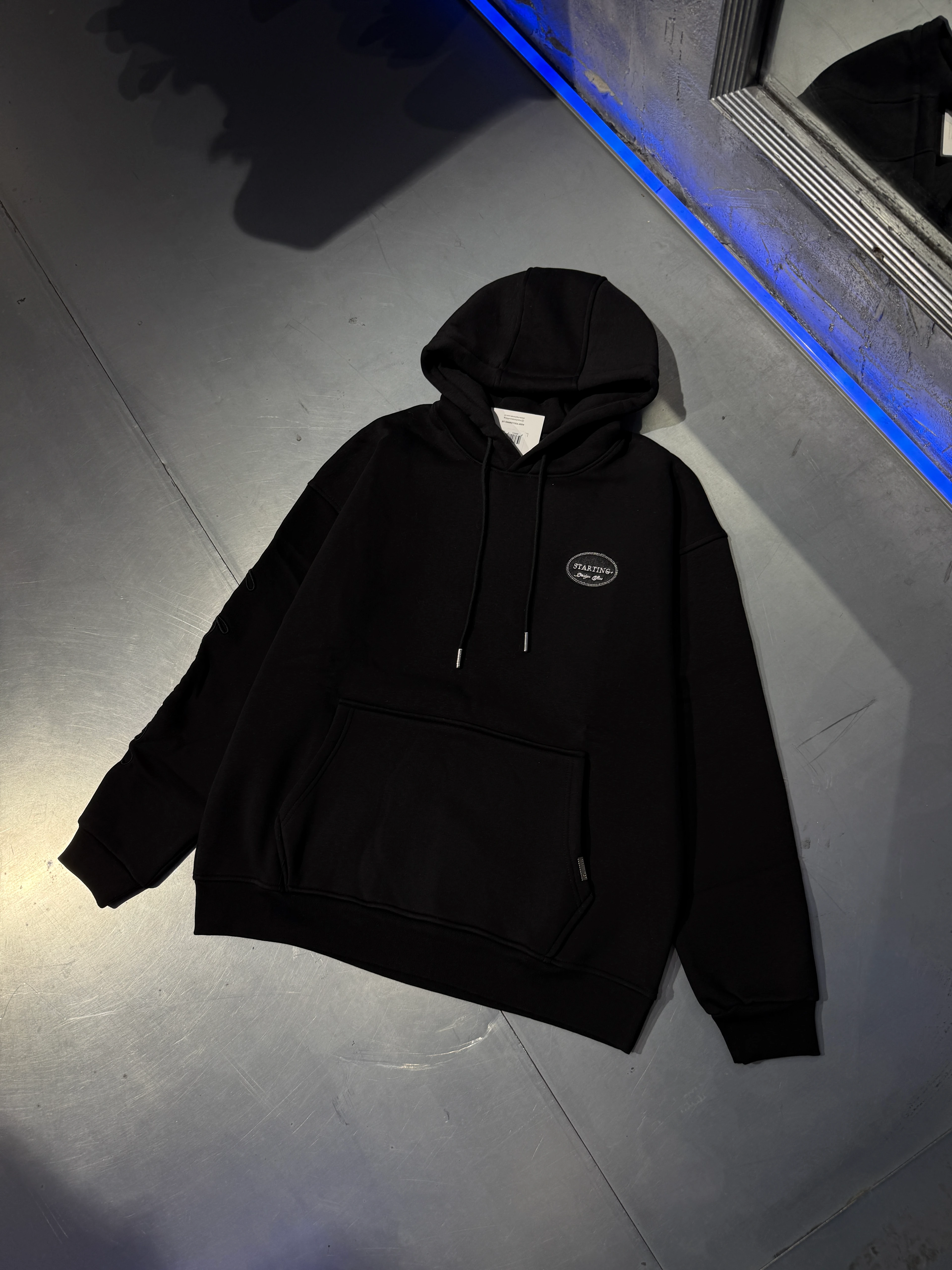 Handwriting Embroidered Hoodie Şardonlu