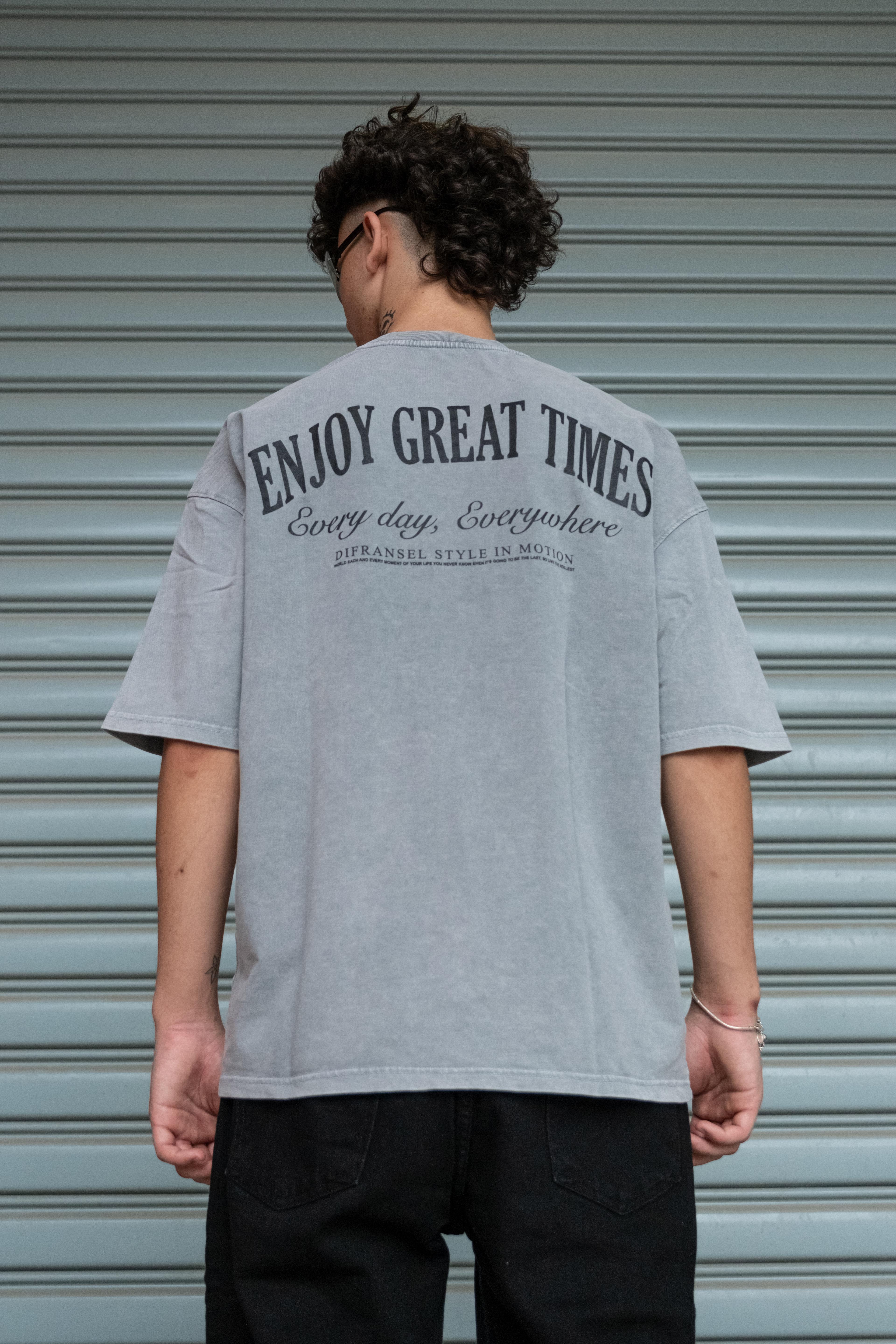 Enjoy Great Times Oversize T-Shirt - Beyaz