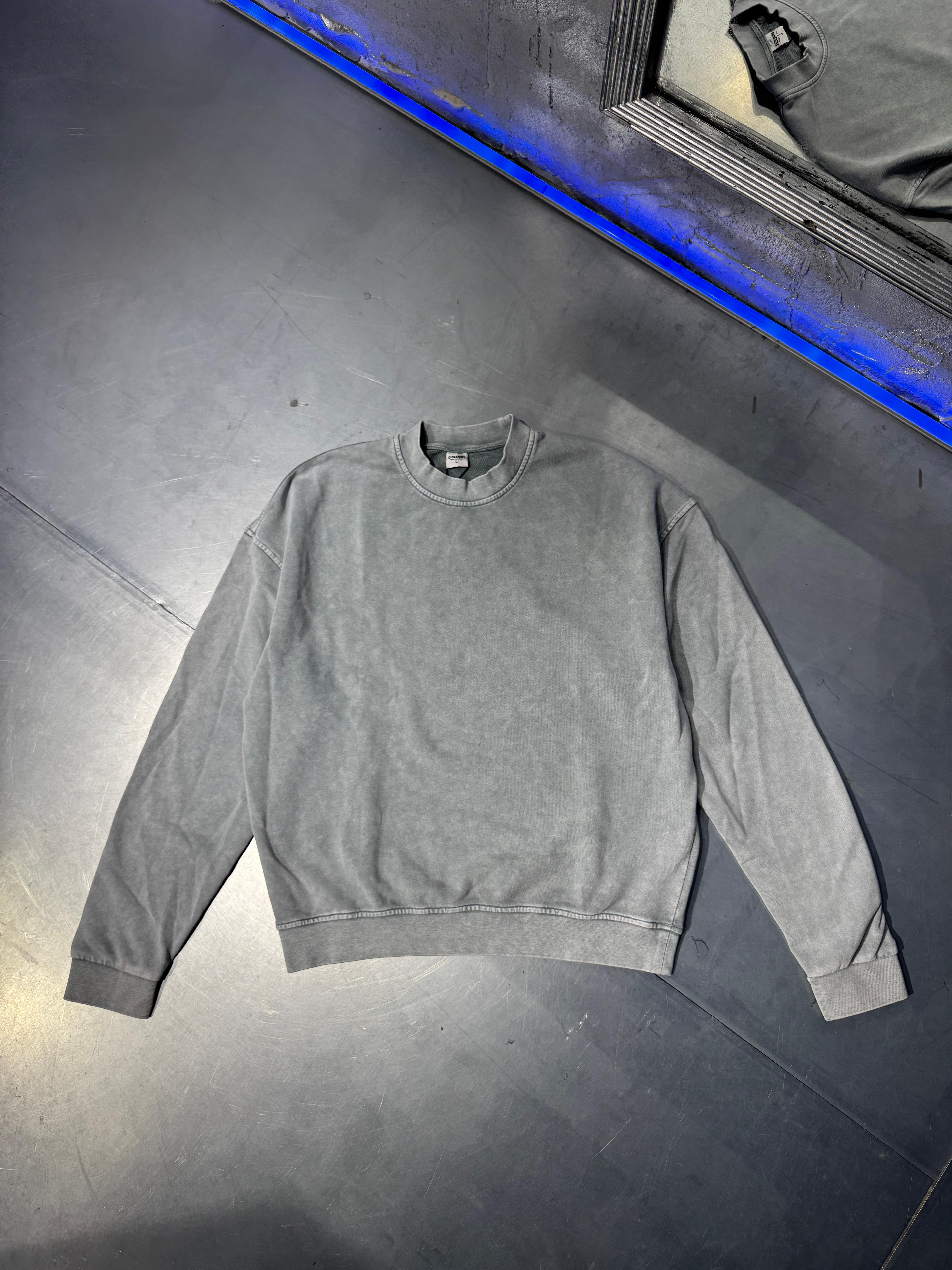 Acid Wash Basic 3 İplik Sweatshirt - Beyaz