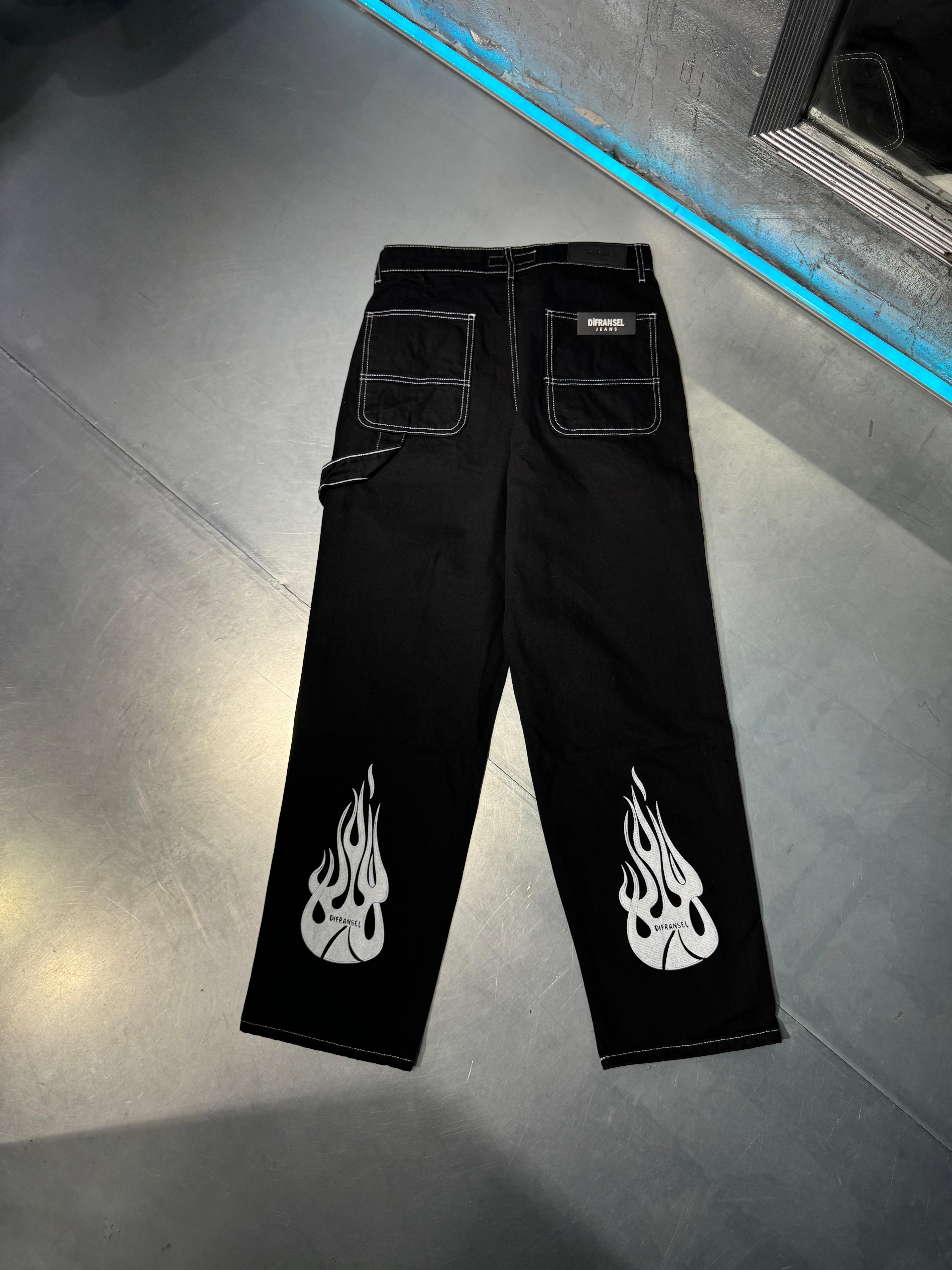 Df Flame Detay Baggy Pants - Siyah