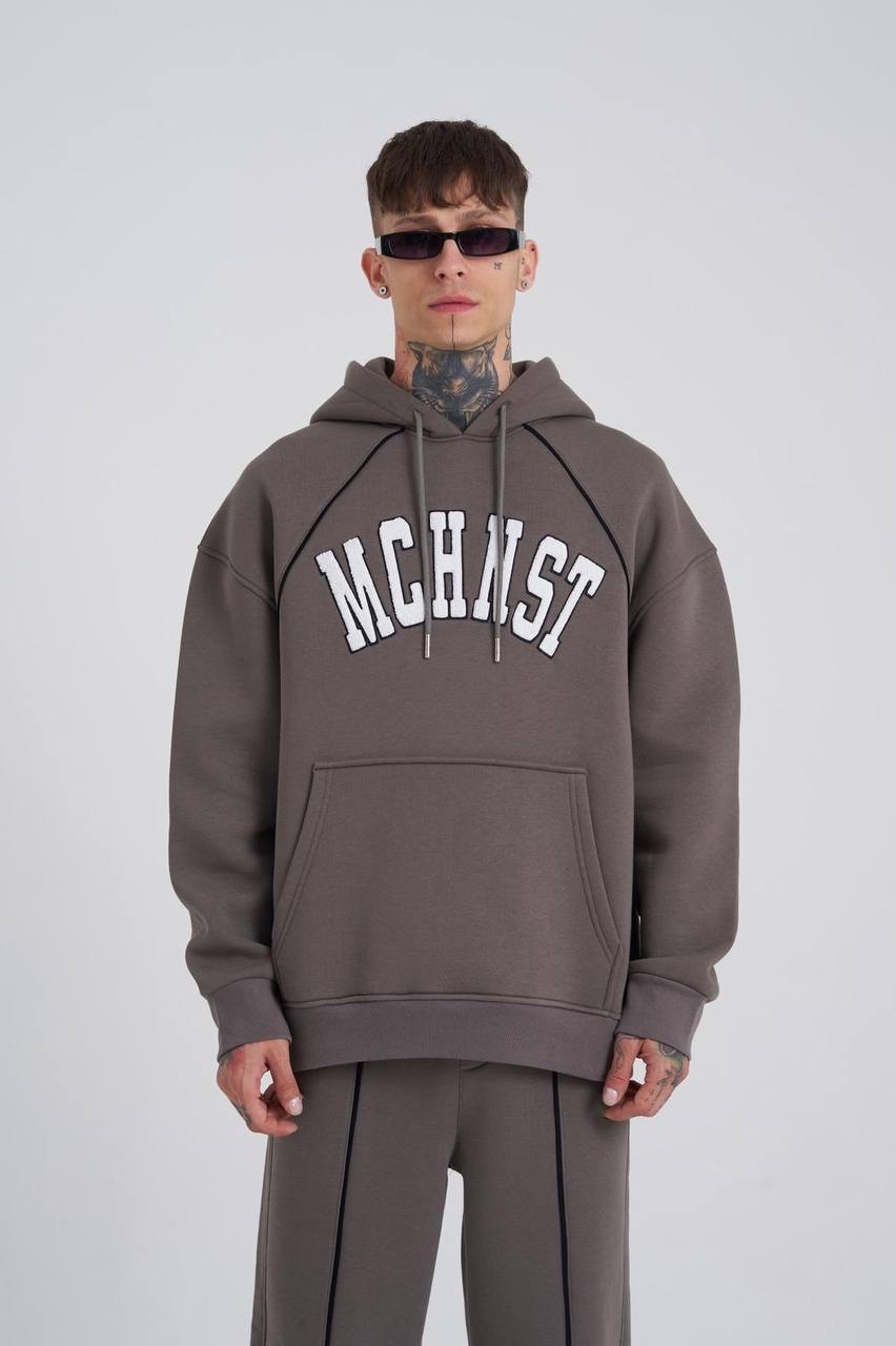 Premium 23 Mchnst Oversize Şardonlu Hoodie - Asphalt