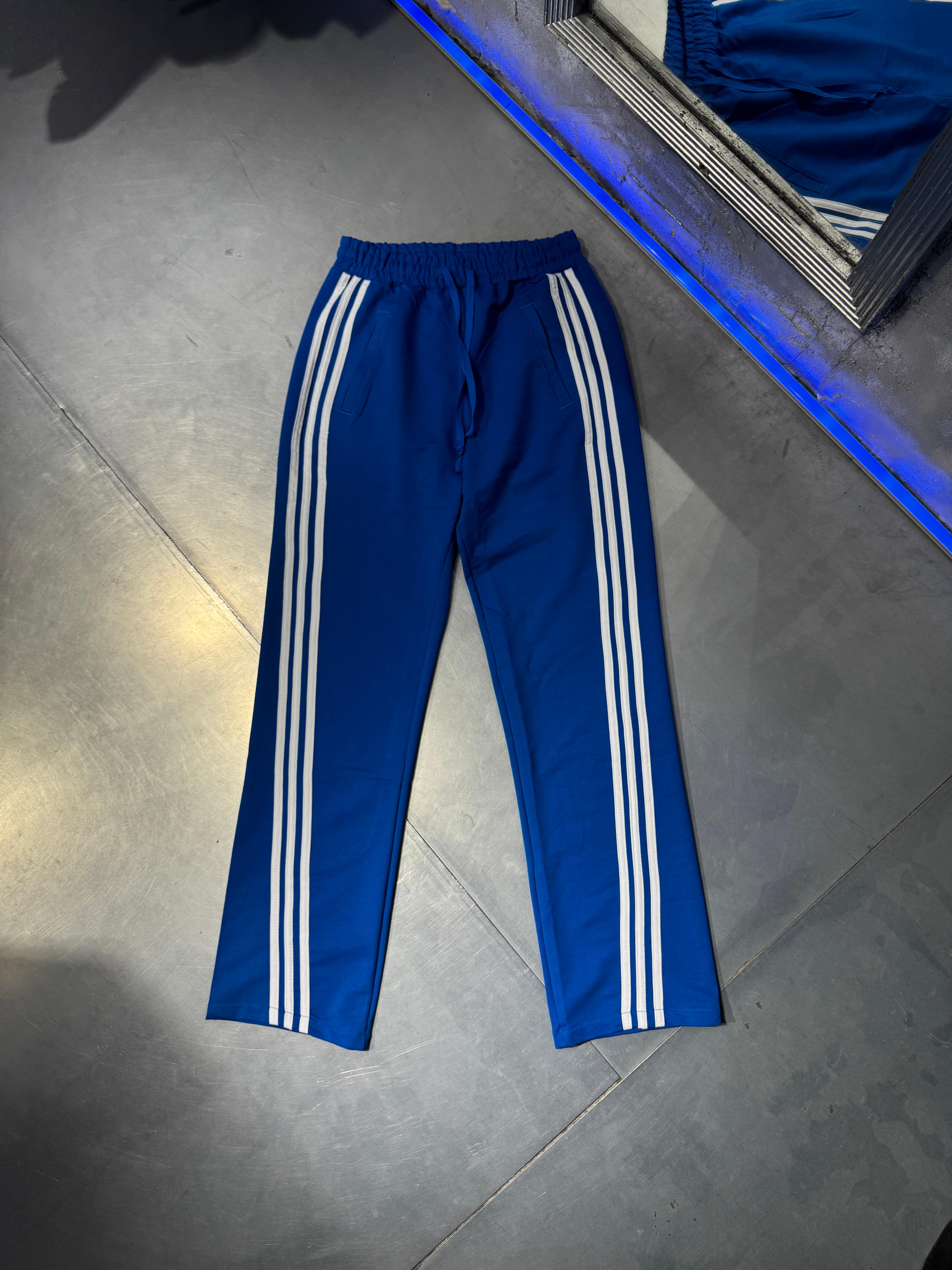 Şerit Detaylı Loose Fit Eşofman - Saks Mavi