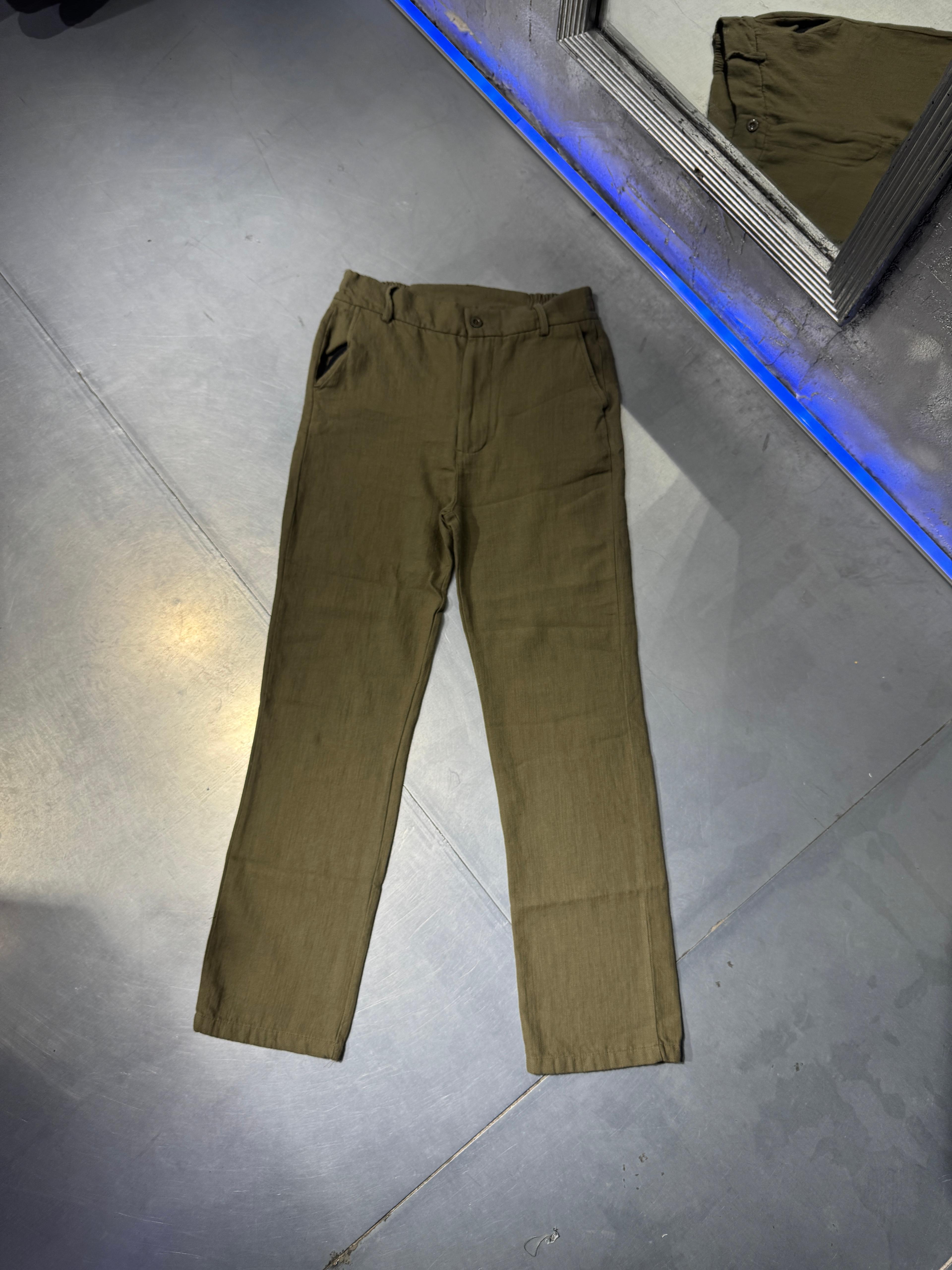 Premium Baggy Keten Pantolon - Khaki