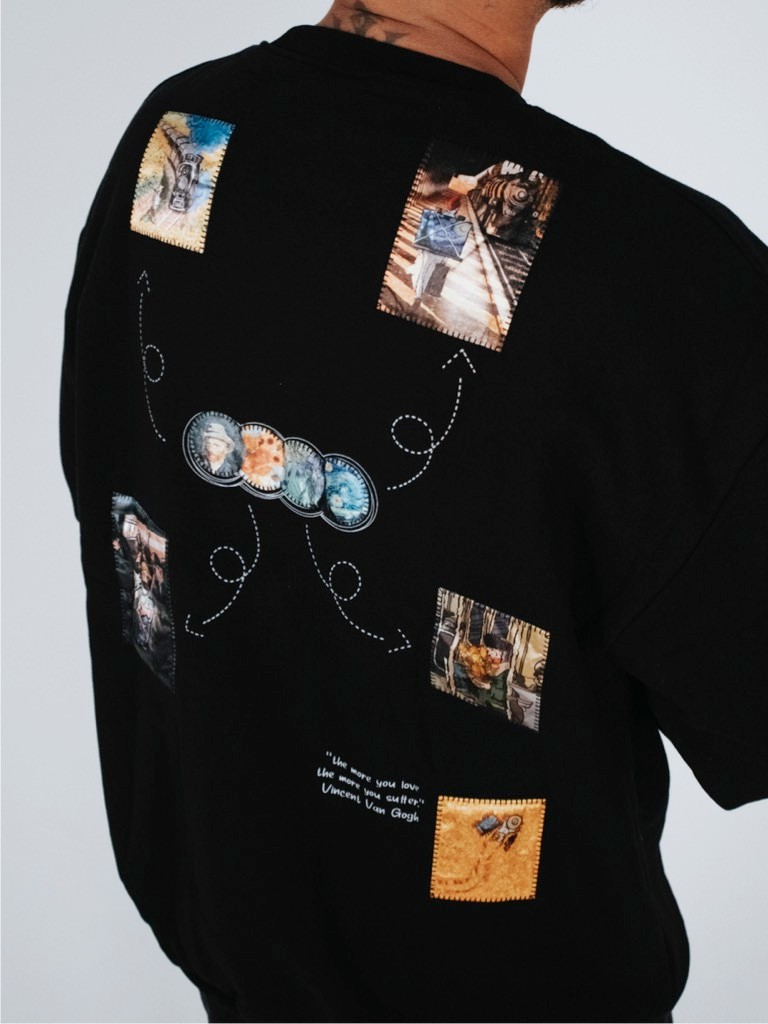 Oversize Vincent Van Gogh Minimal Sweatshirt Şardonlu