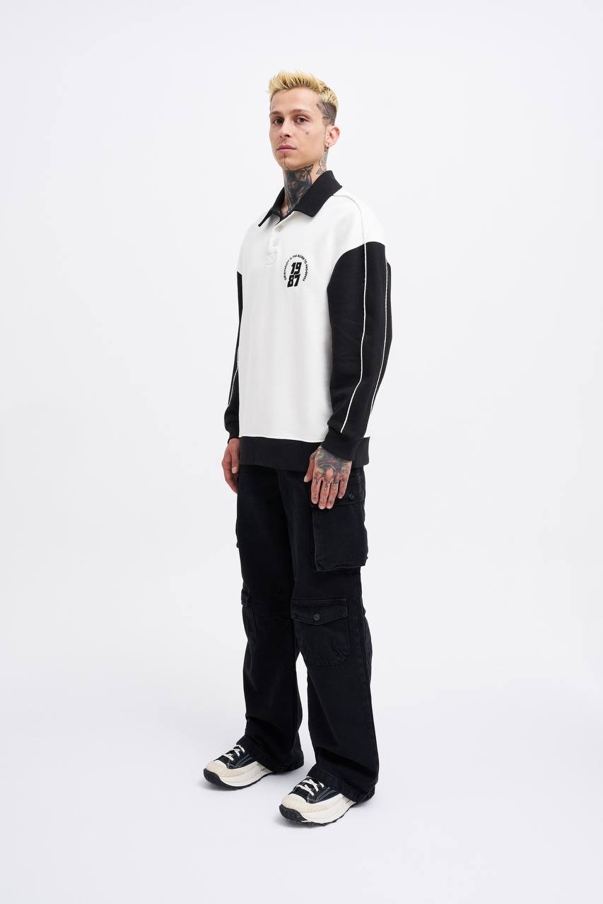 Elegant Outfit Polo Sweatshirt - Beyaz