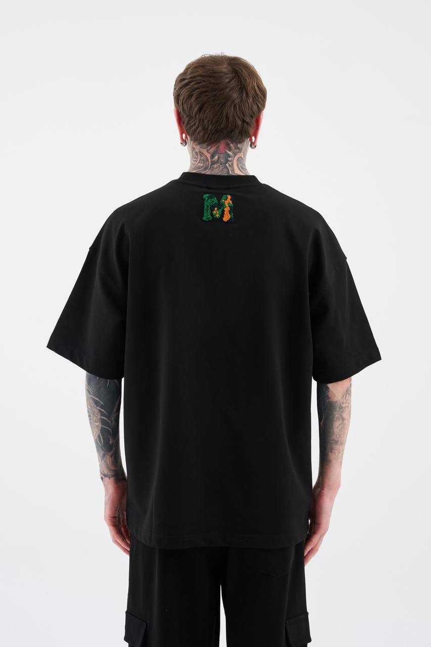 Alien Embroidery Oversize Minimal T-Shirt