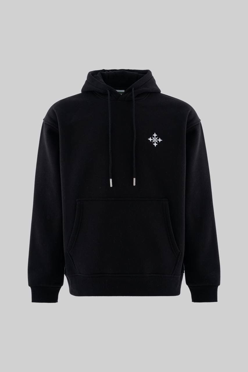 Ornamental Embroidery Hoodie Şardonlu - Siyah