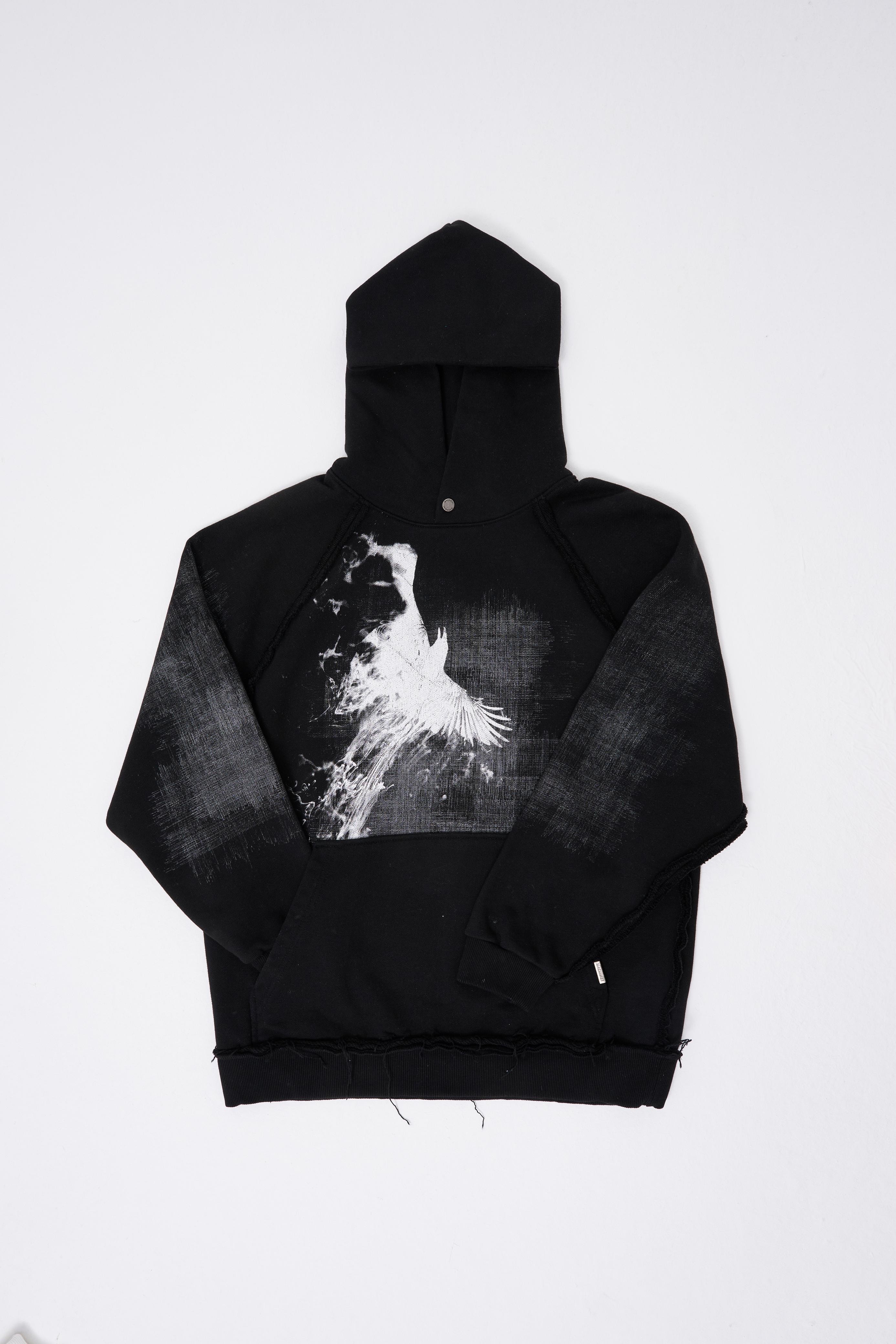 Tumbled Printed Siyah Hoodie