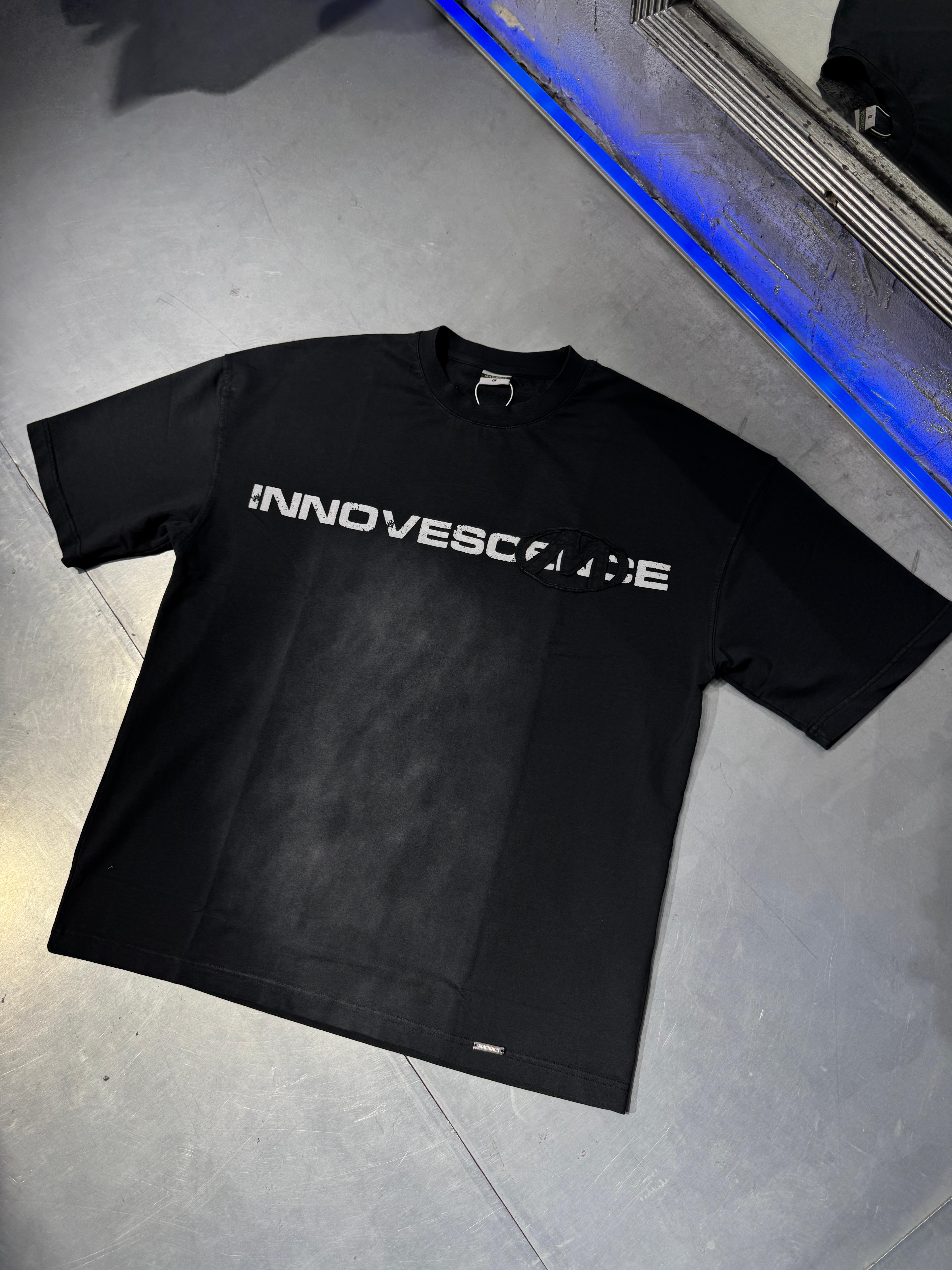 Printed And Patched Acid Wash Oversize T-Shirt