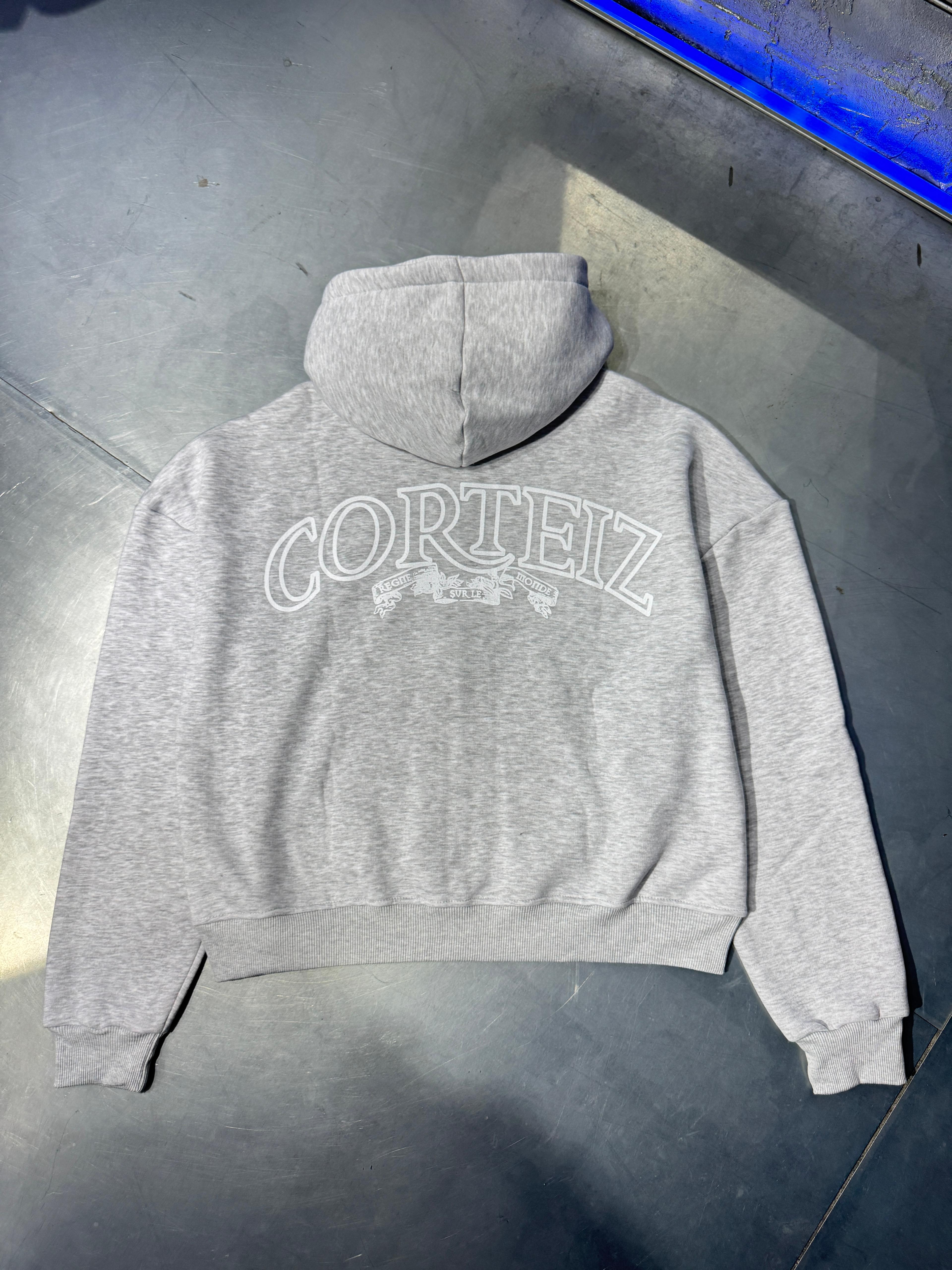 Oversize Corteiz Zip Hoodie Şardonlu - Grimenaj