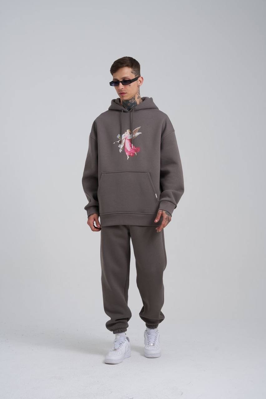 Hero Angel Şardonlu Hoodie - Füme