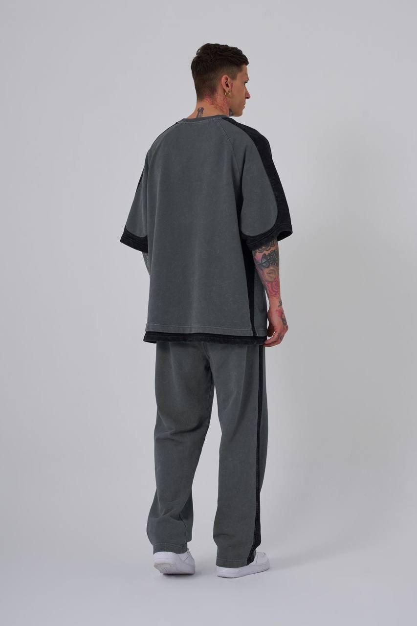 Contrast And Washing 3 İplik T-Shirt