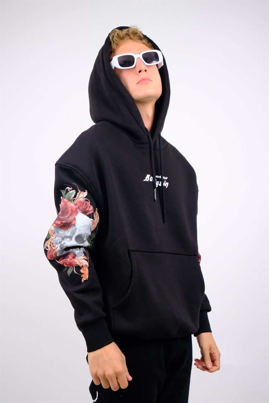 Oversize Dark Skull Hoodie Siyah