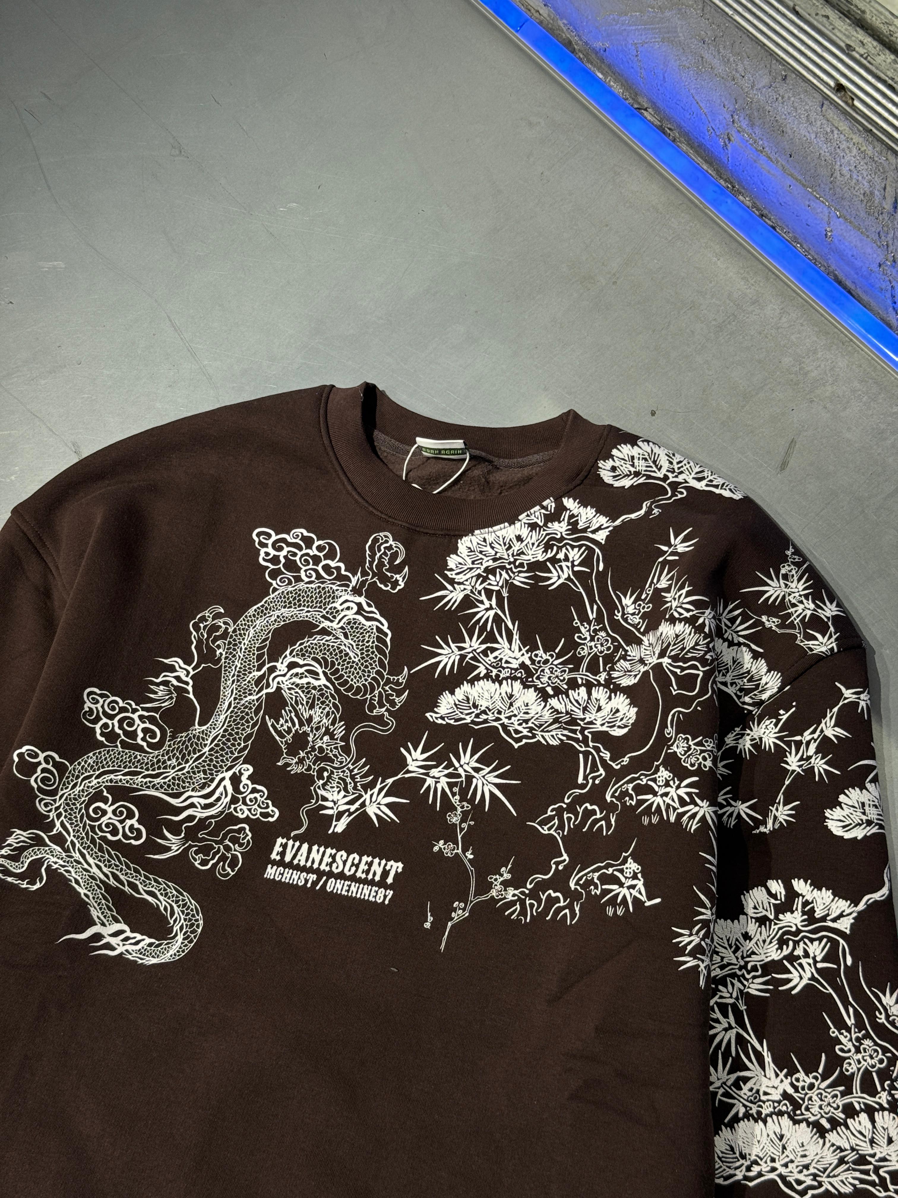 Dragon Printed 3 İplik Şardonlu Oversize Sweatshirt