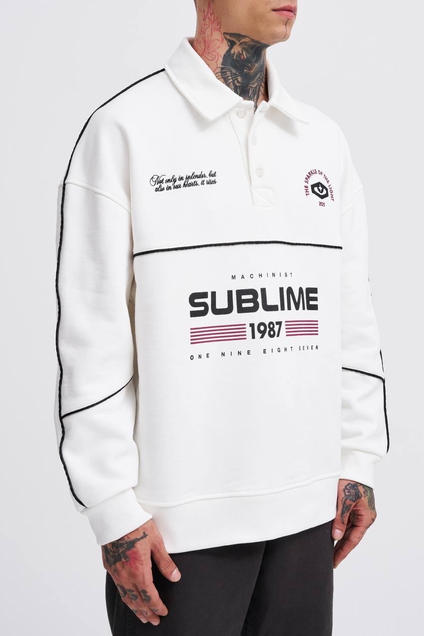 Sublime 1987 Baskılı Oversize Polo Sweatshirt