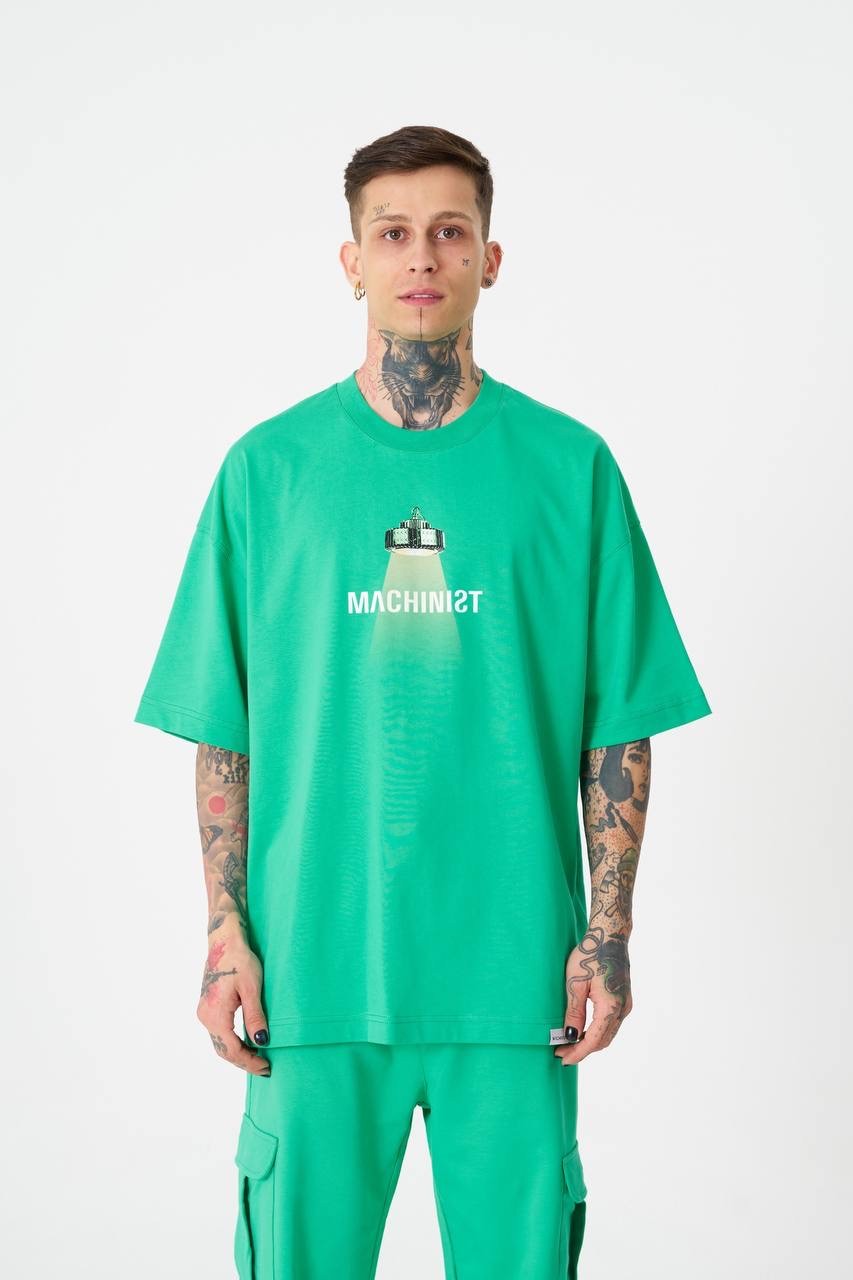 Herb Printed Oversize T-Shirt - Su Yeşili