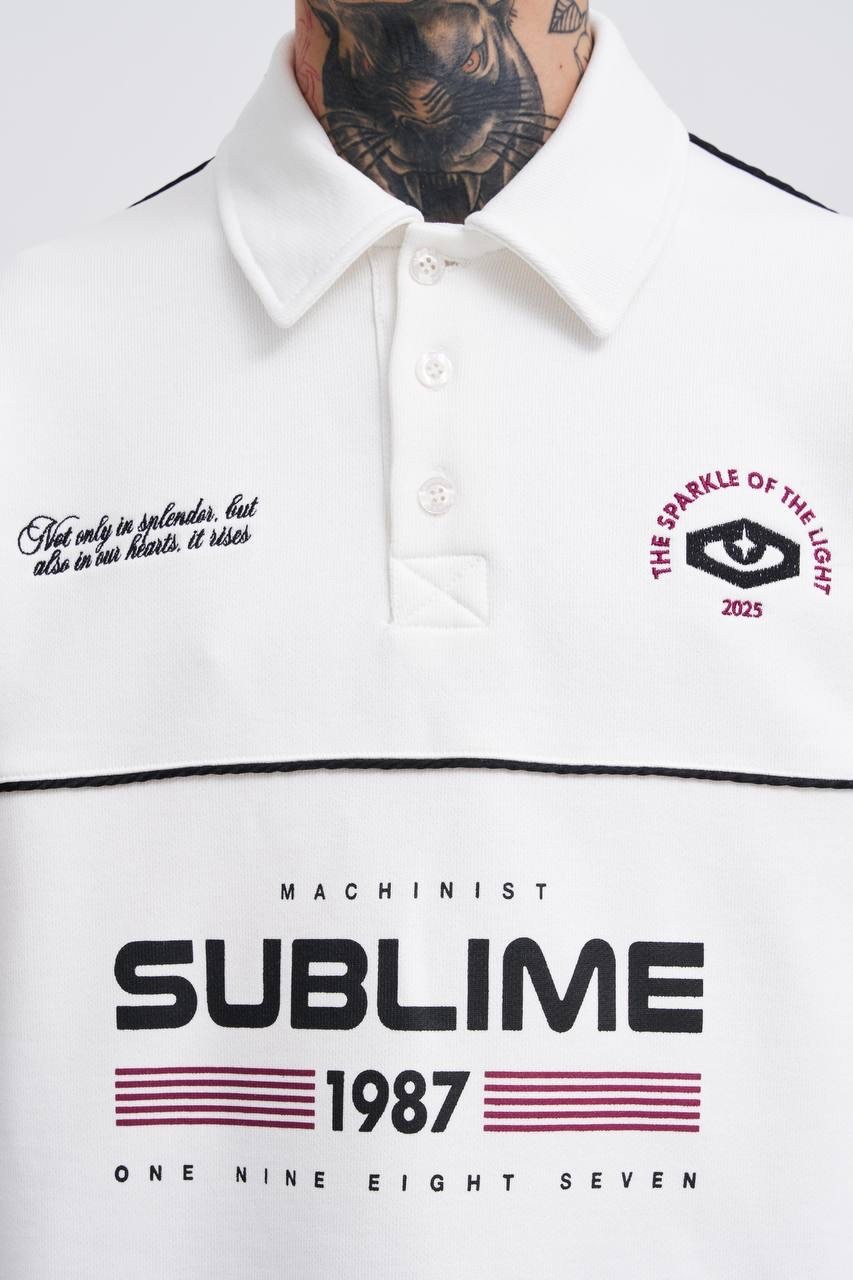 Sublime 1987 Baskılı Oversize Polo Sweatshirt