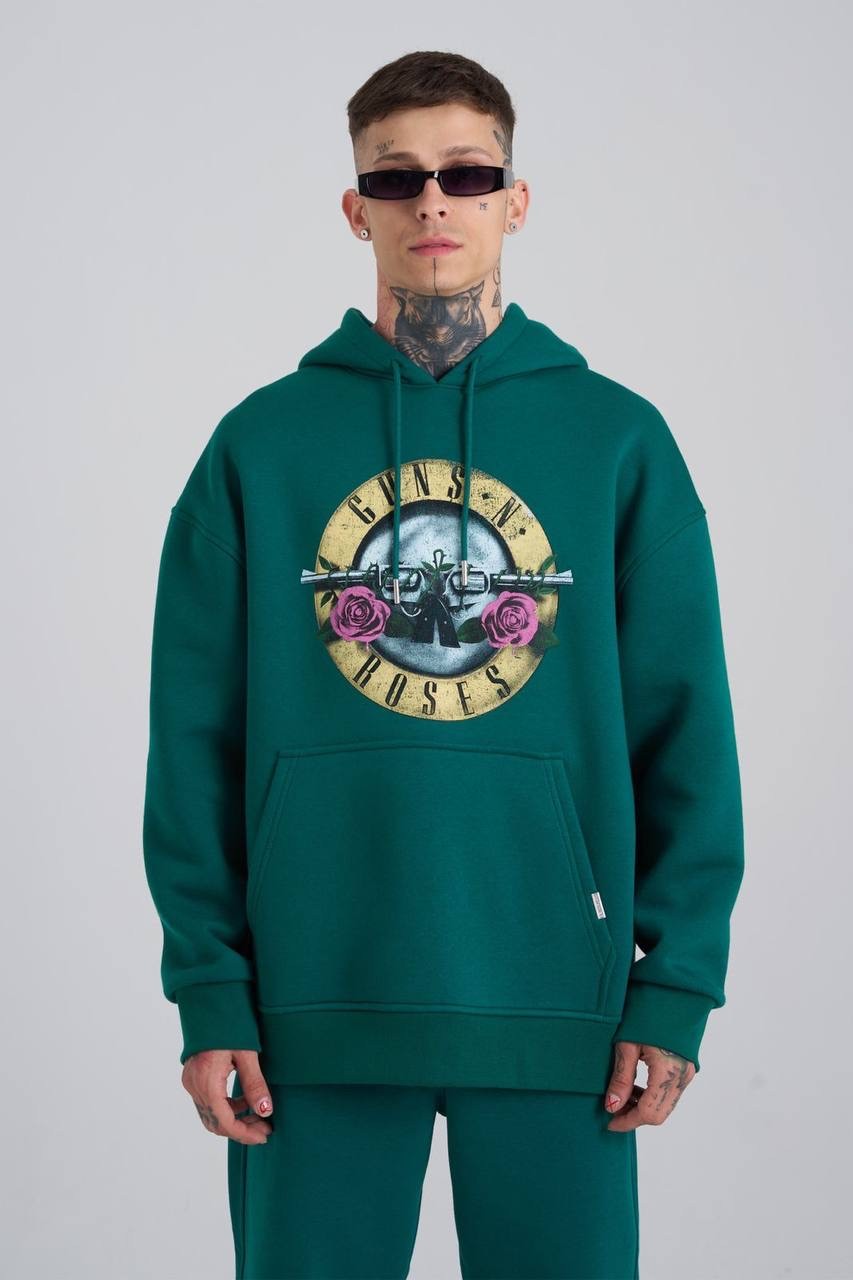 Guns Şardonlu Hoodie - Yeşil