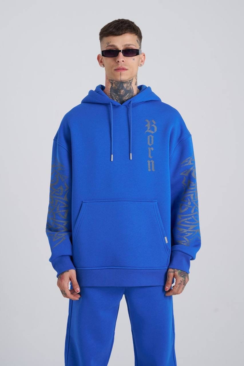 Ethnic Born Again Şardonlu Hoodie - Saks Mavi