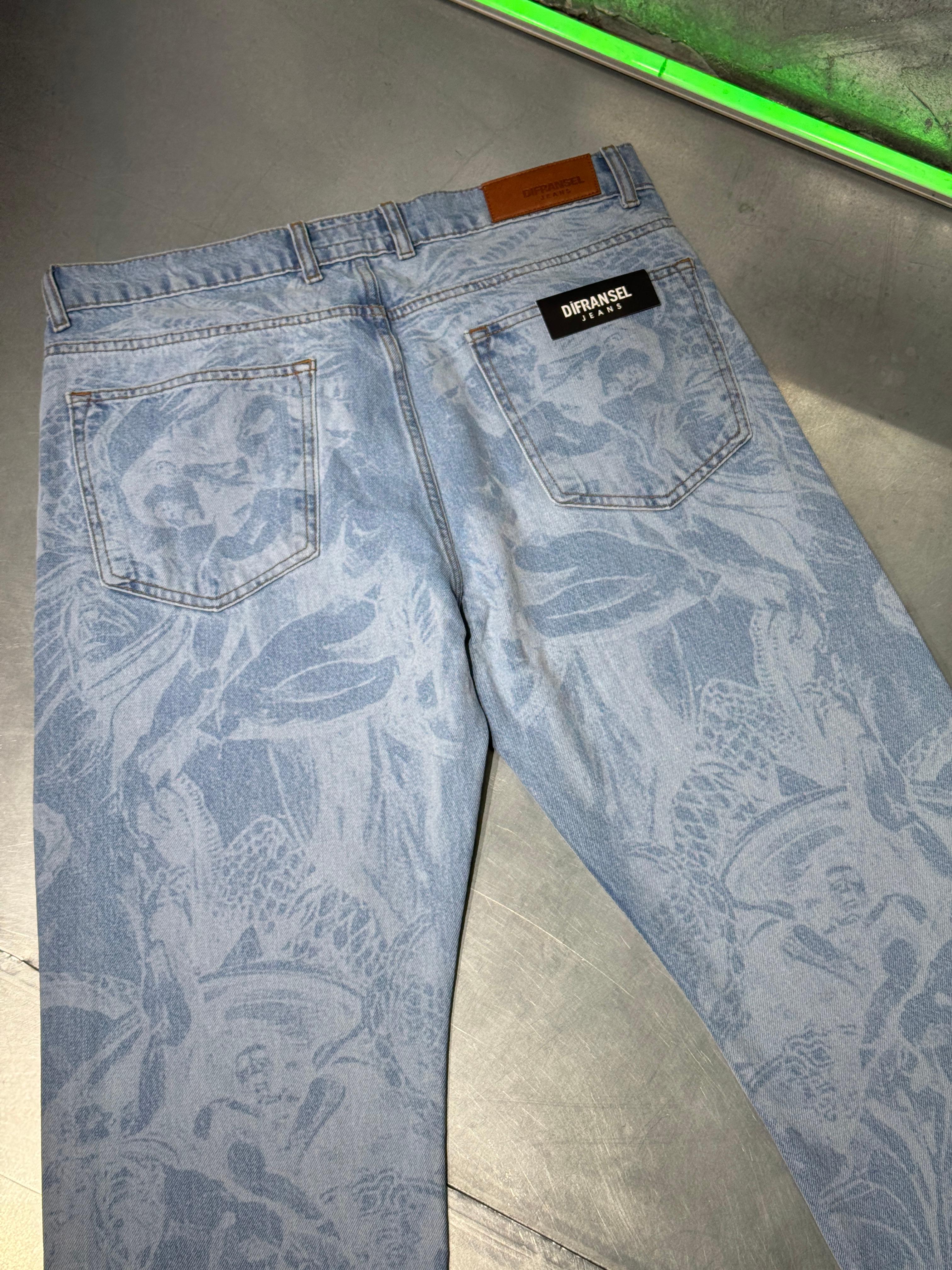 Old School Doku Desenli Jean