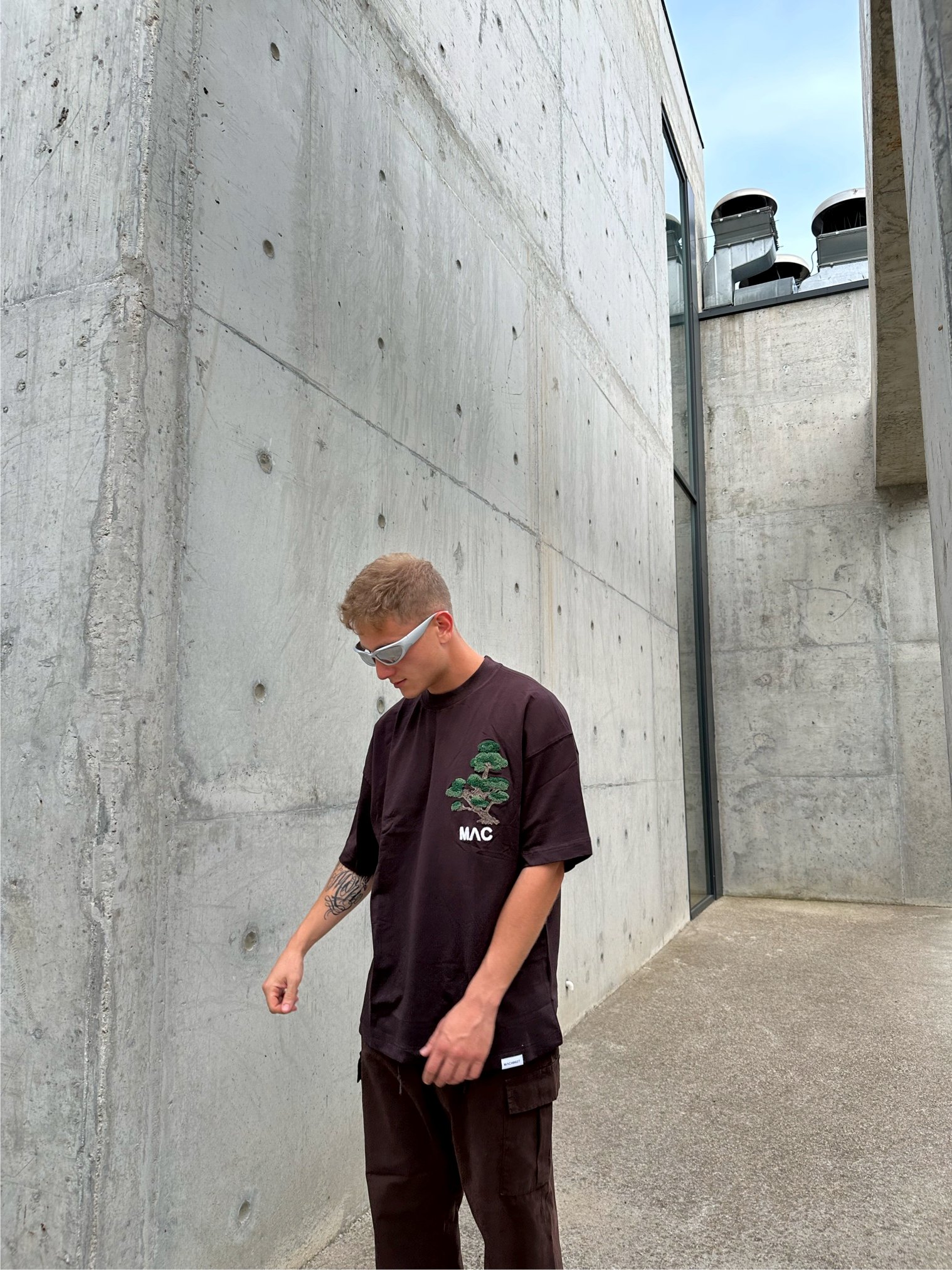 Tree Mac Premium Oversize T-Shirt - Kahverengi