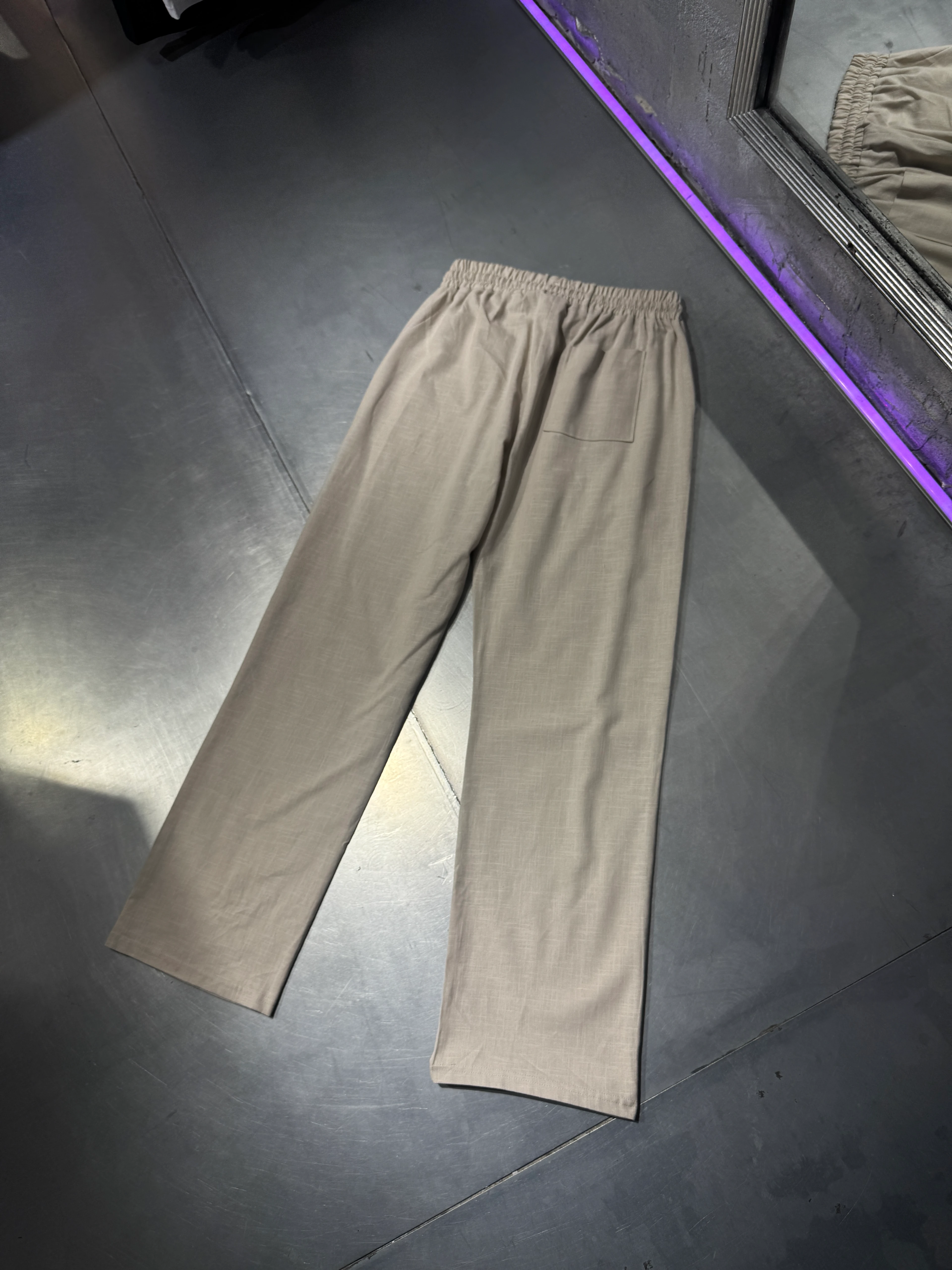 Old Money Basic Keten Baggy Pants