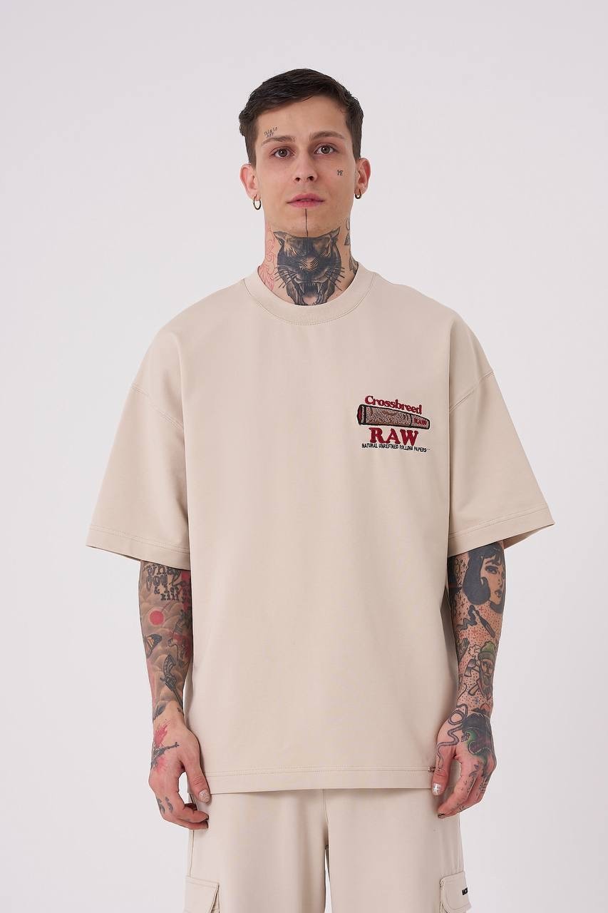 Raw Crossbreed Oversize  T-Shirt - Bej